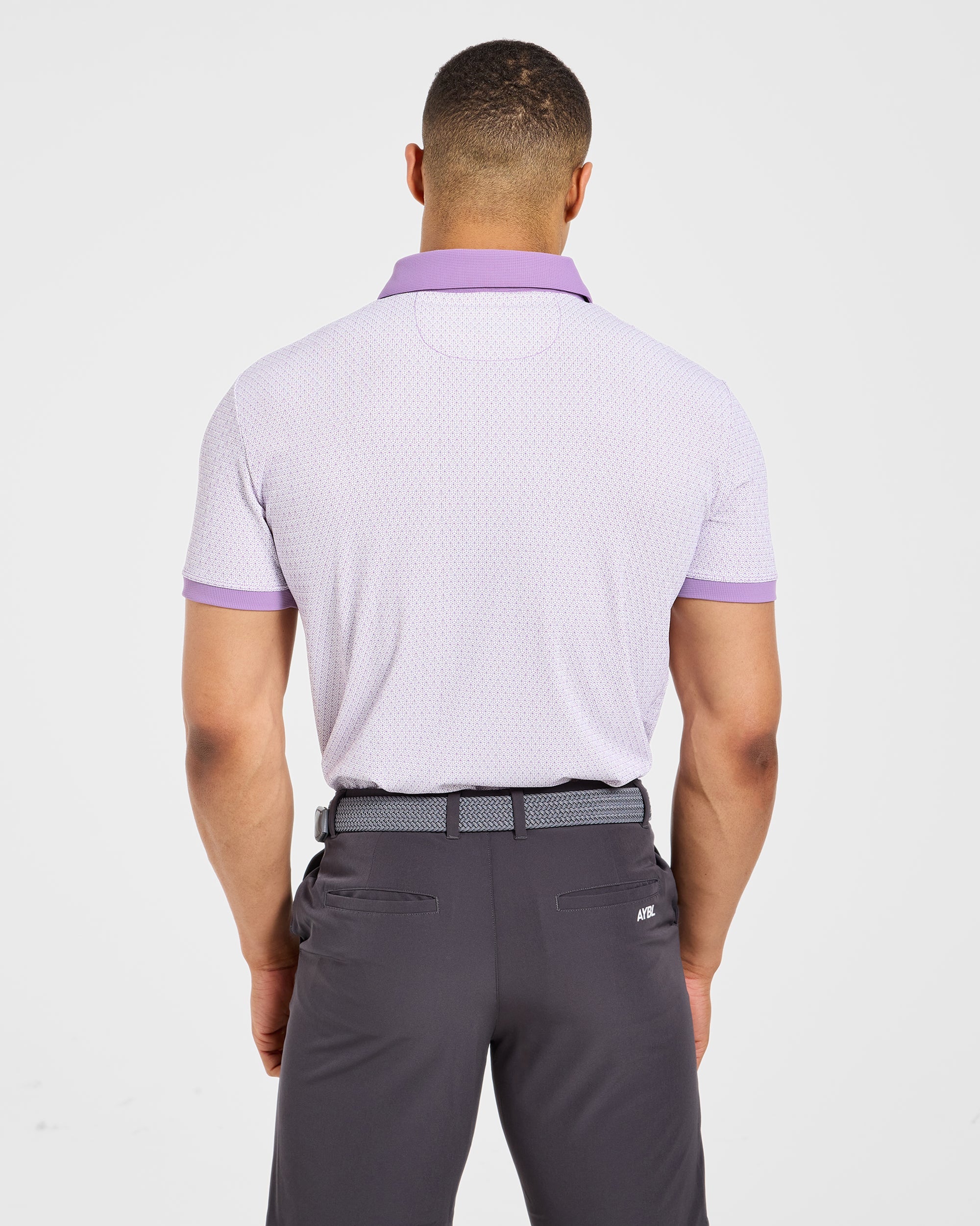 Precision Geometric Polo - Blanc/Lilas