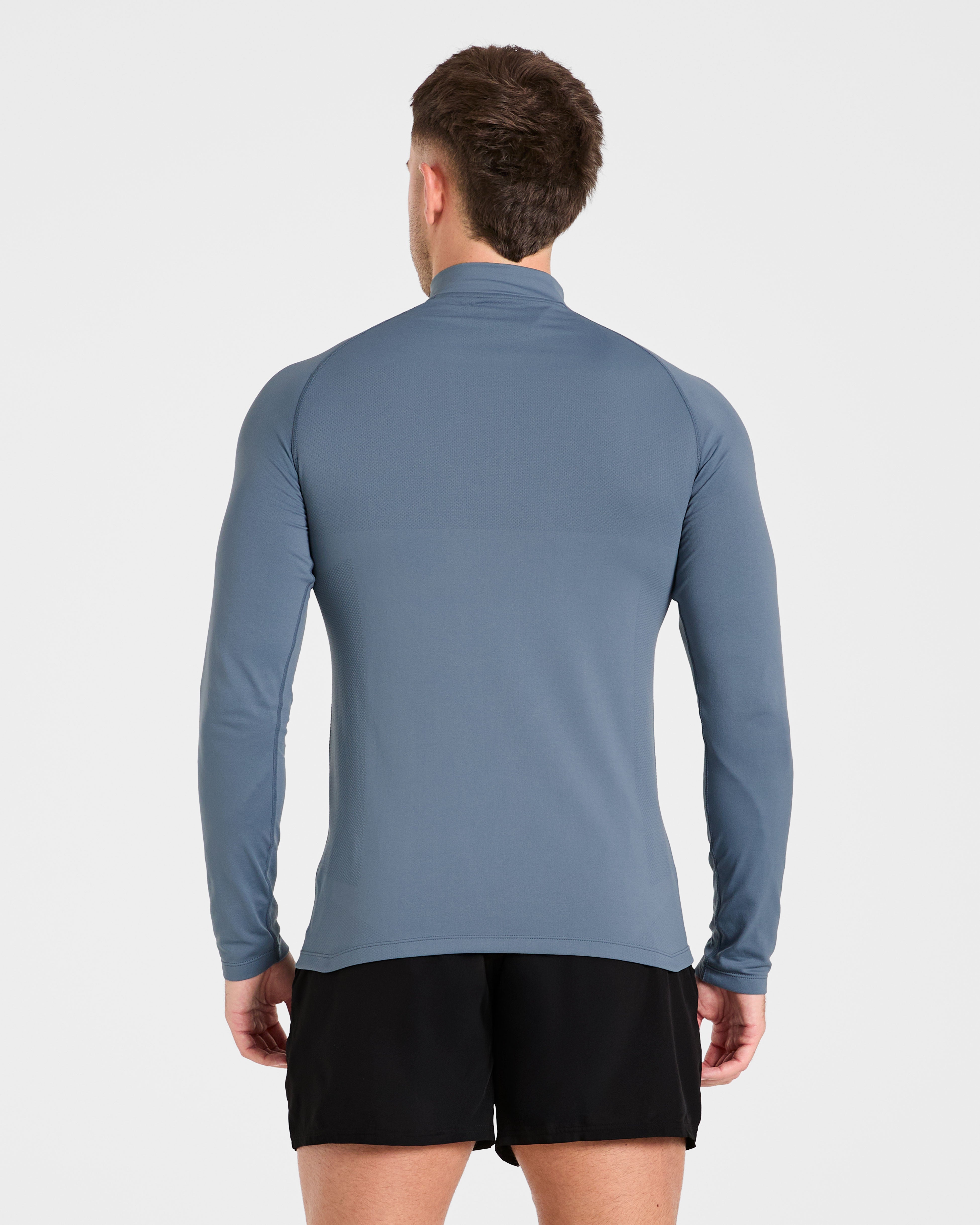 Essential Seamless 1/4 Zip Pullover - Slate Bleu