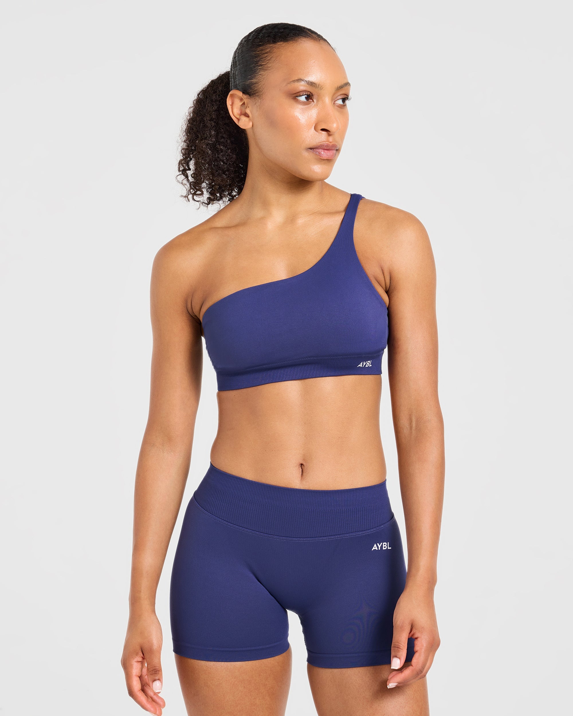 Enhance Seamless One Shoulder Sports Bra - Storm Blue