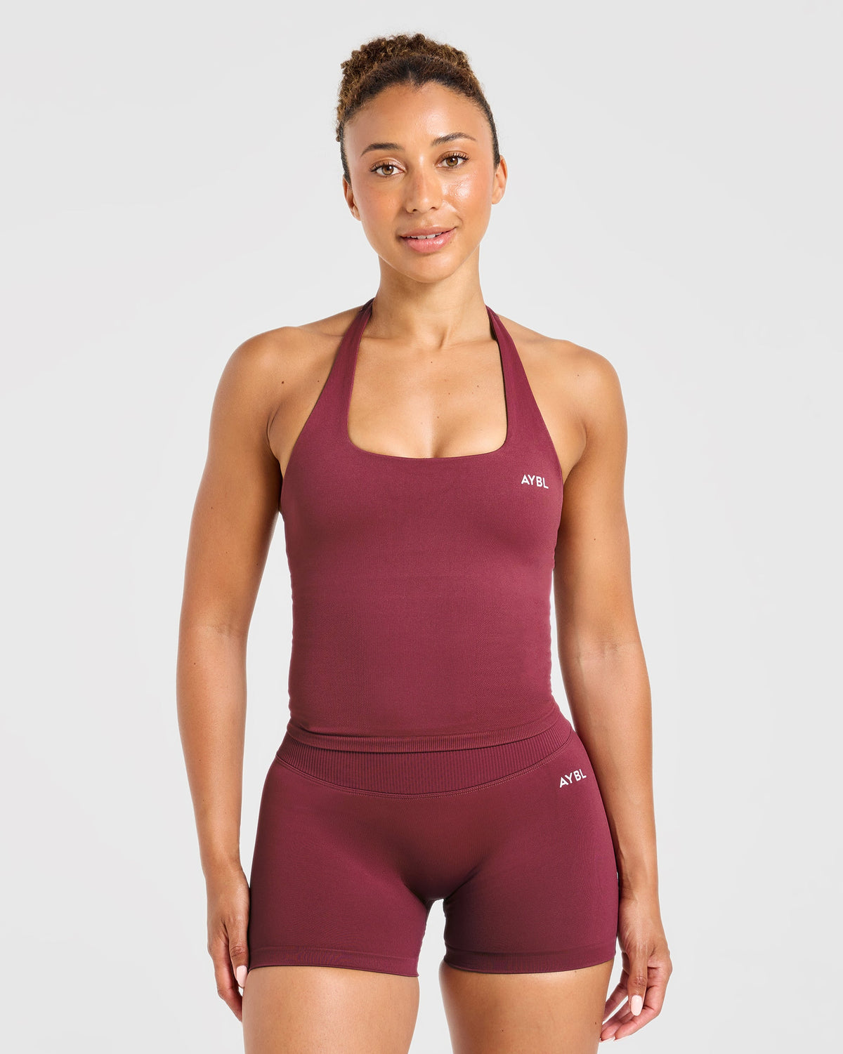 Enhance Seamless Halterneck Top - Mahogany Red