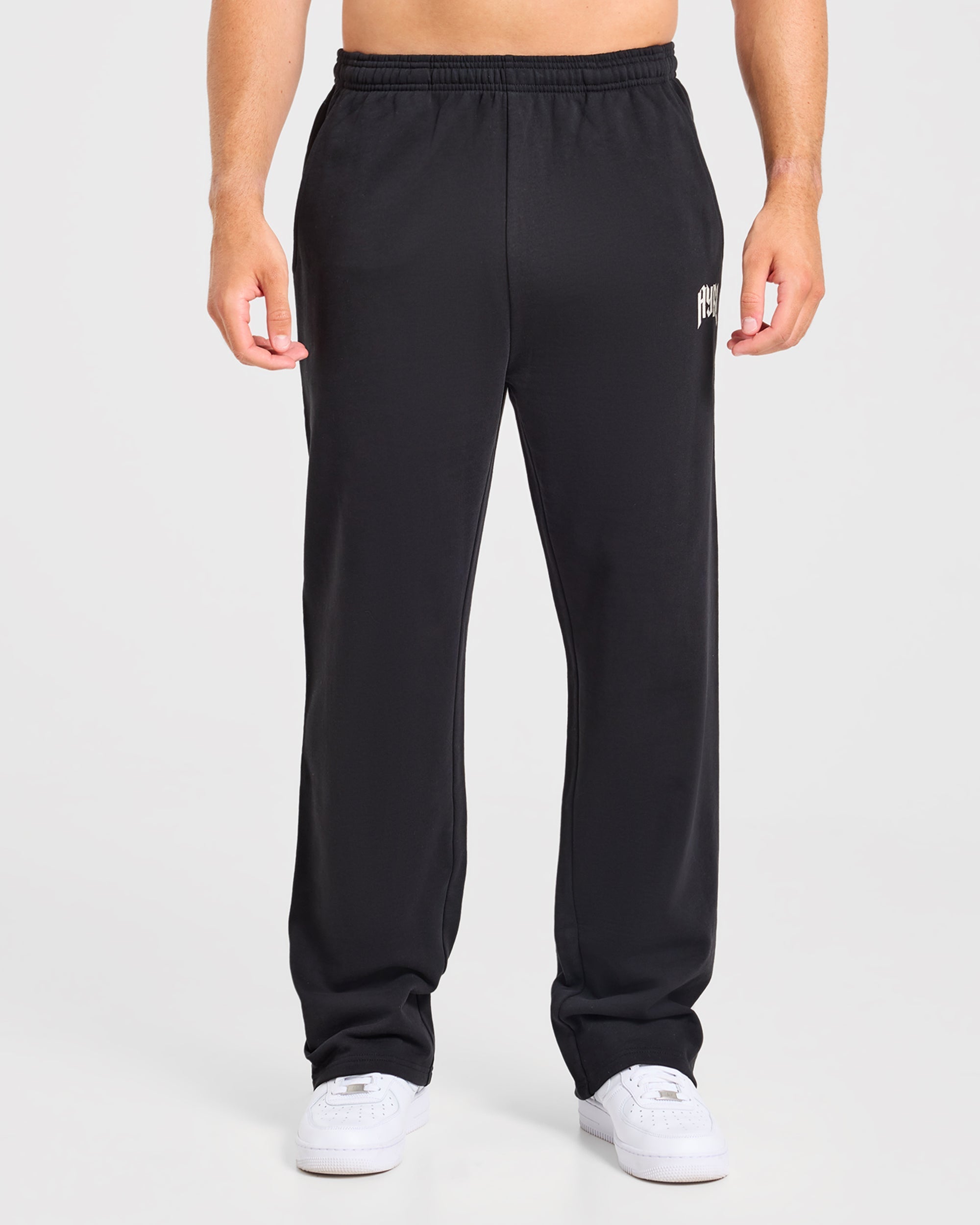 Heavy Lifting Gothic Oversized Straight Leg Joggers - Noir/Blanc