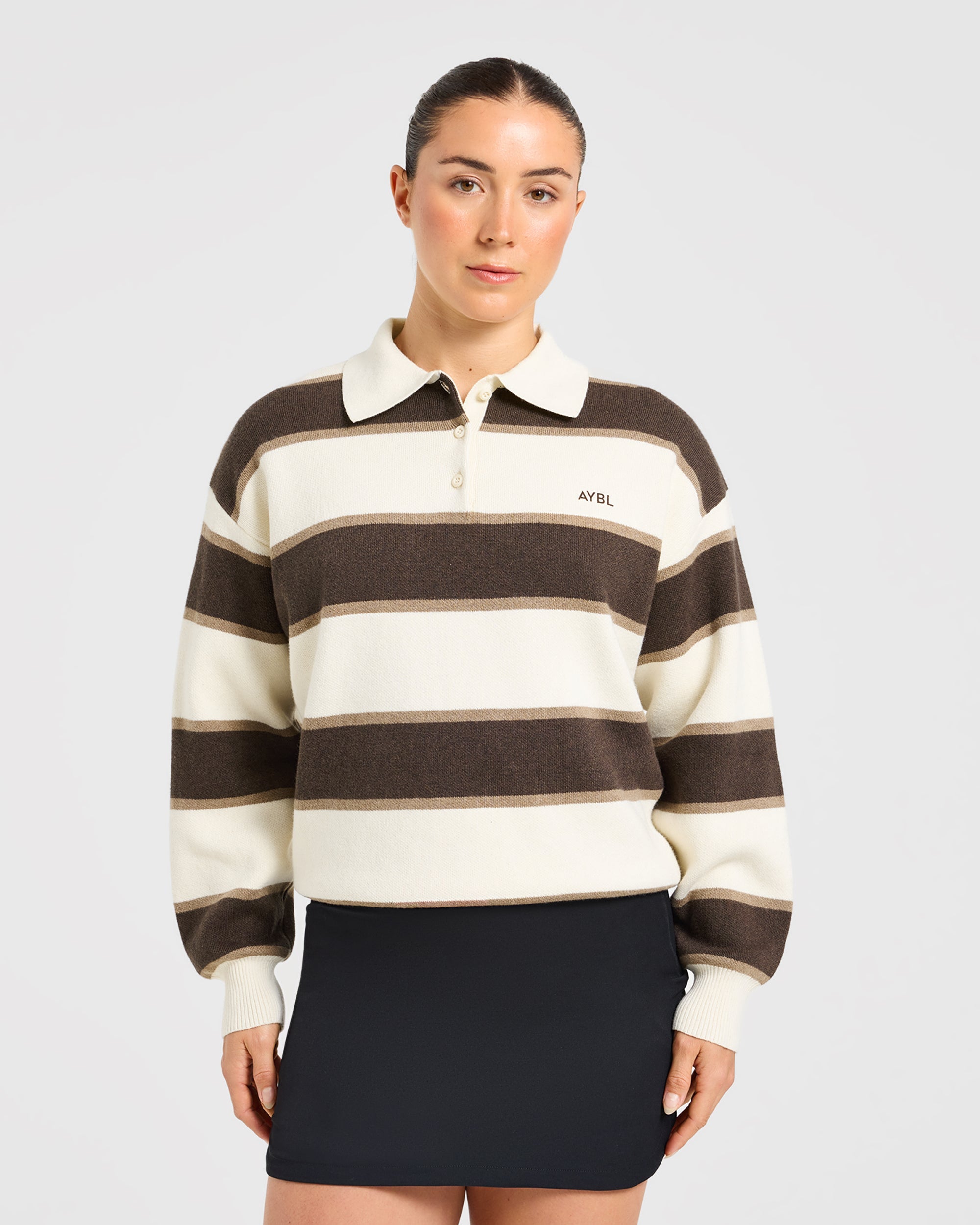 Signature Relaxed Knitted Polo - Beige/Marron
