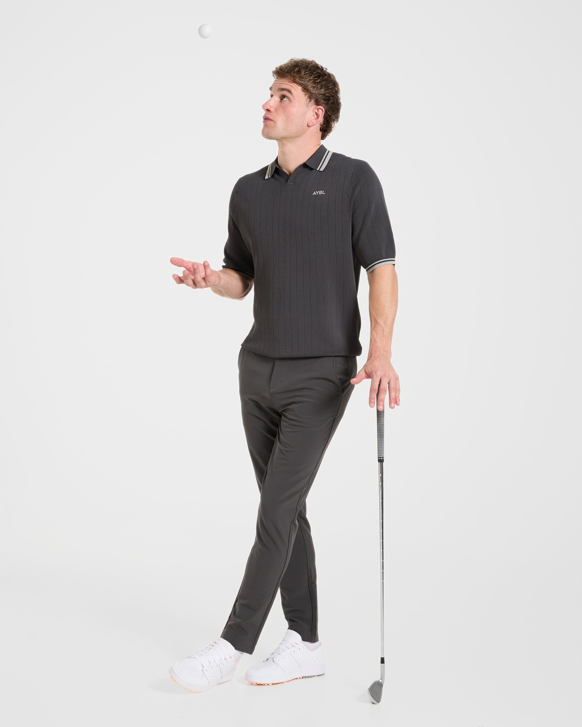 Classic Knitted Polo - Charcoal