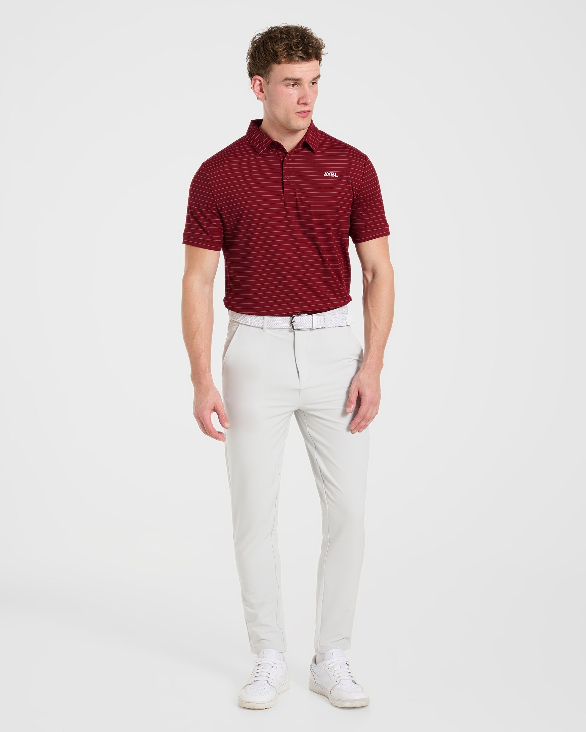 Classic Stripe Polo - Burgundy Rouge