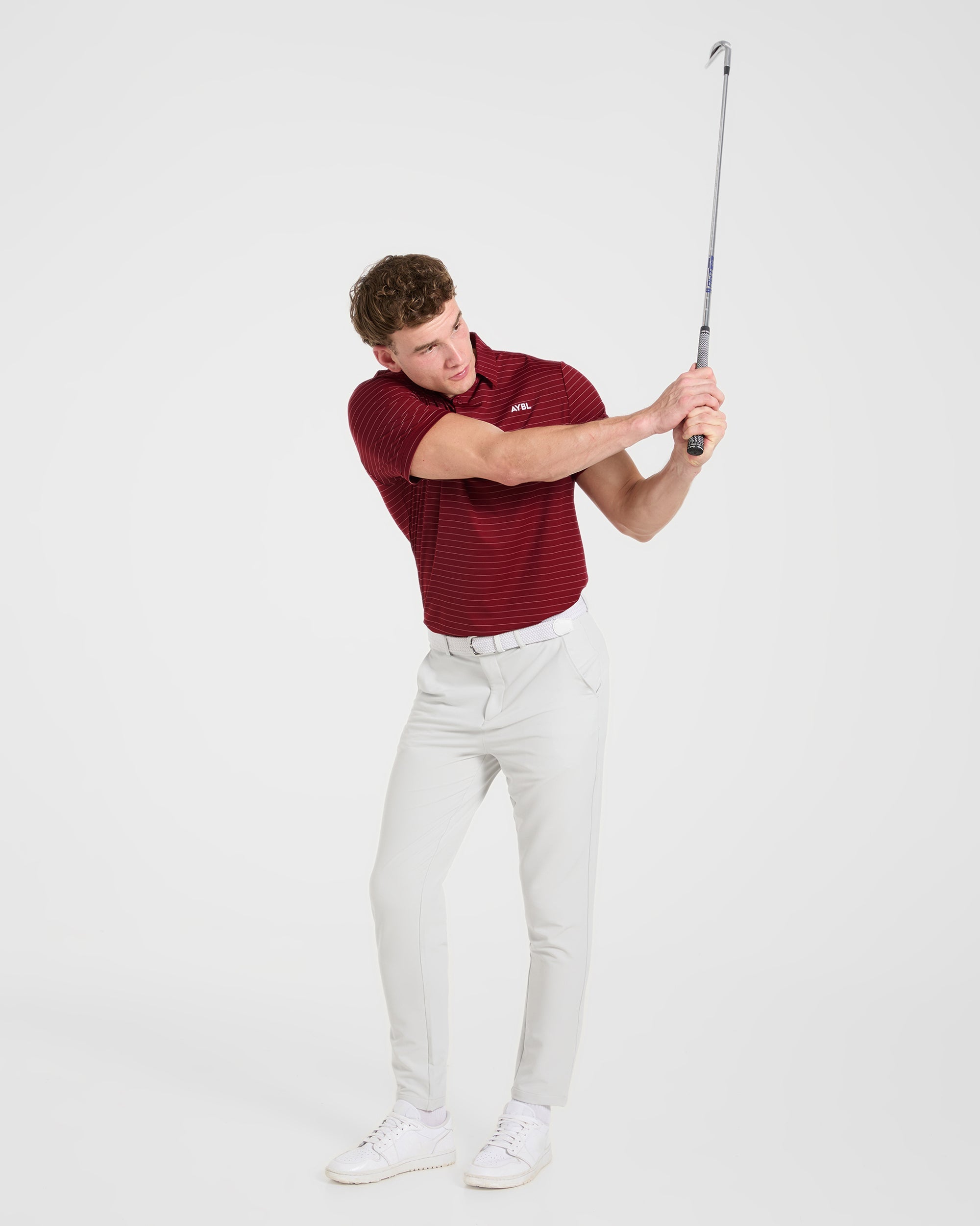 Classic Stripe Polo - Burgundy Rouge