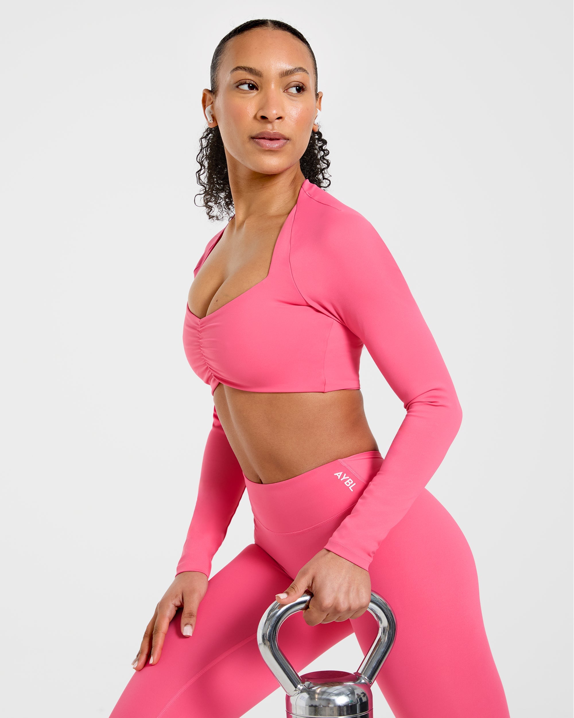 Physique Long Sleeve Crop Top - Roseberry Rose