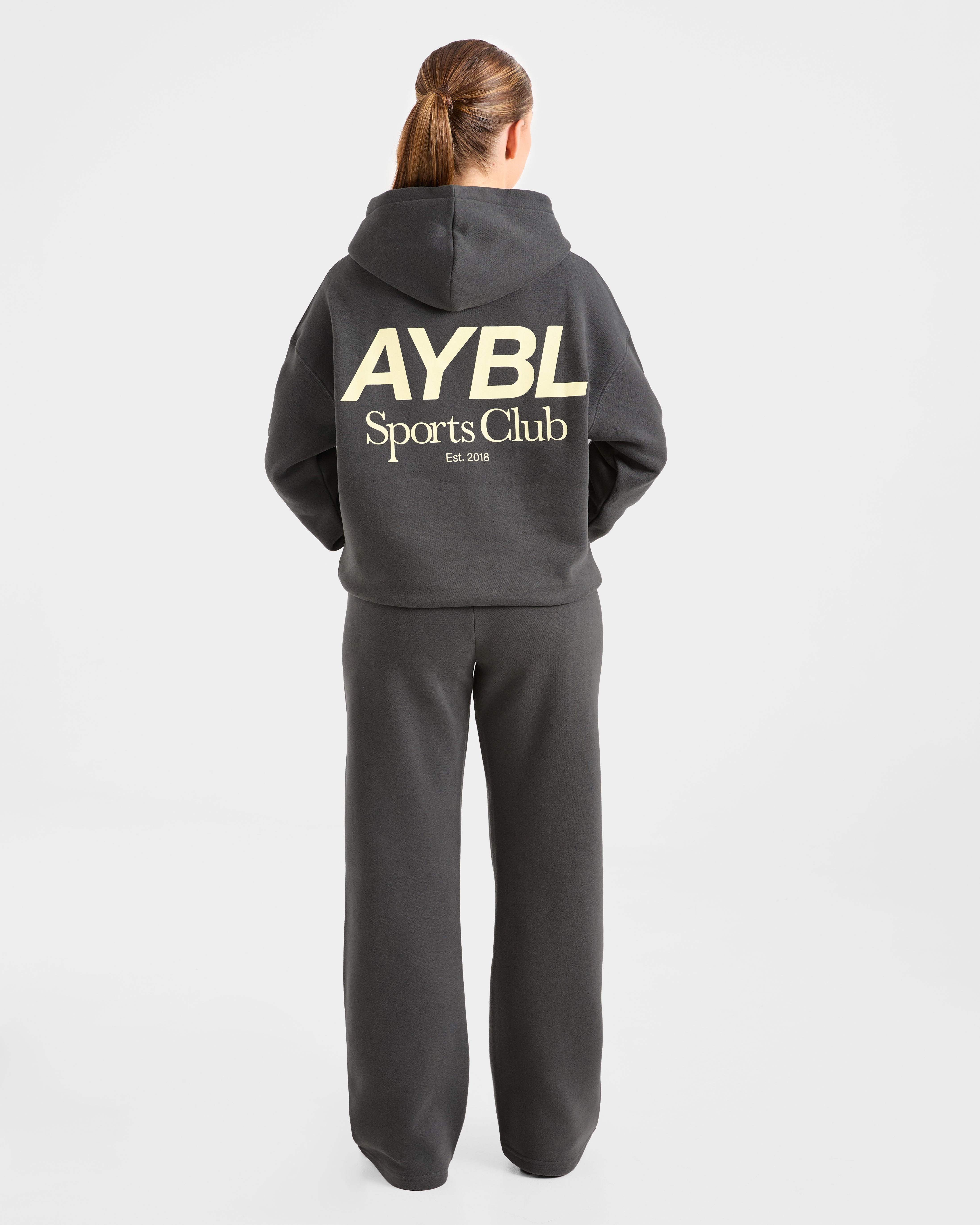 AYBL Sports Club Oversized Straight Leg Joggers - Charcoal/Jaune