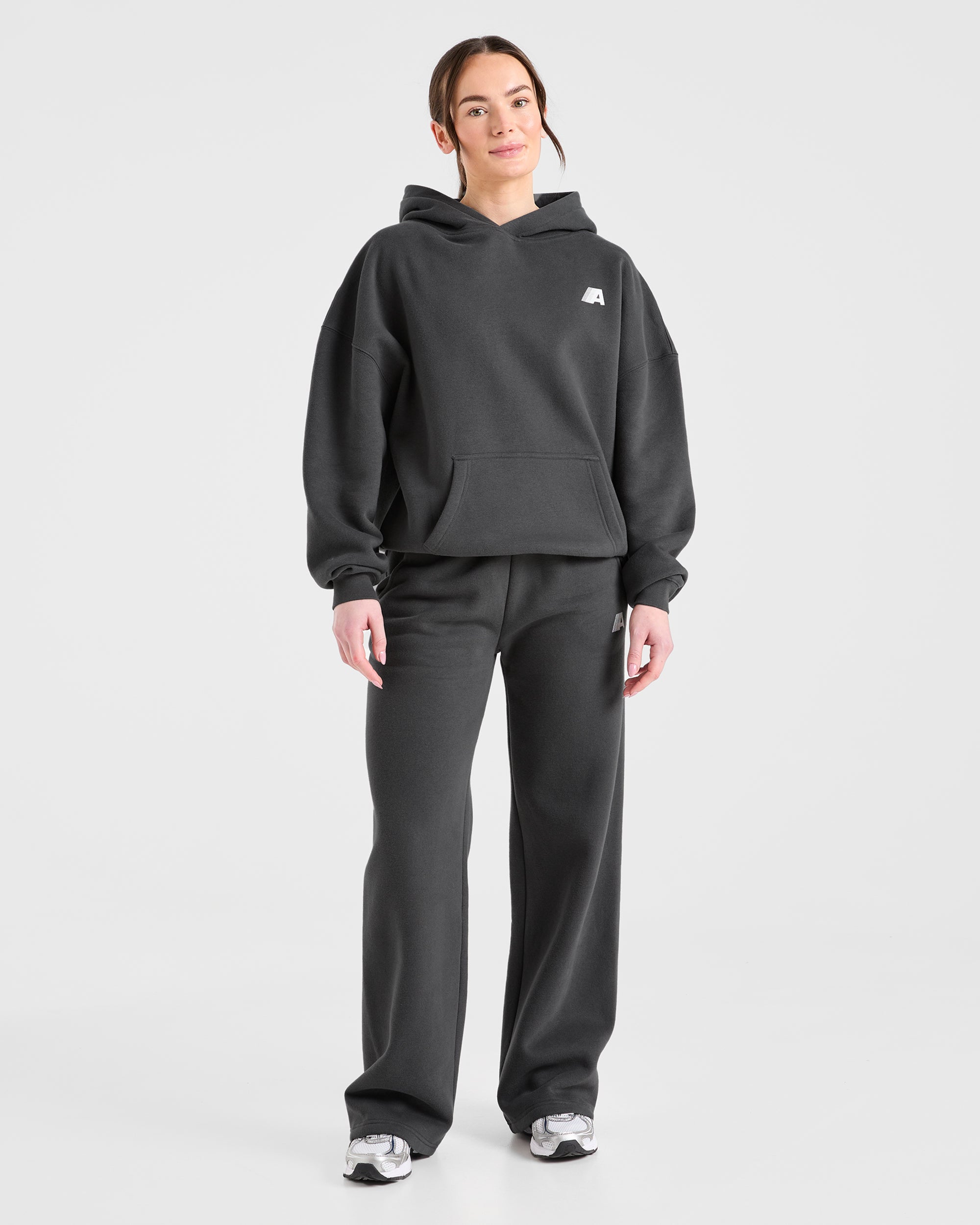 Retro Athletics Oversized Straight Leg Joggers - Charcoal