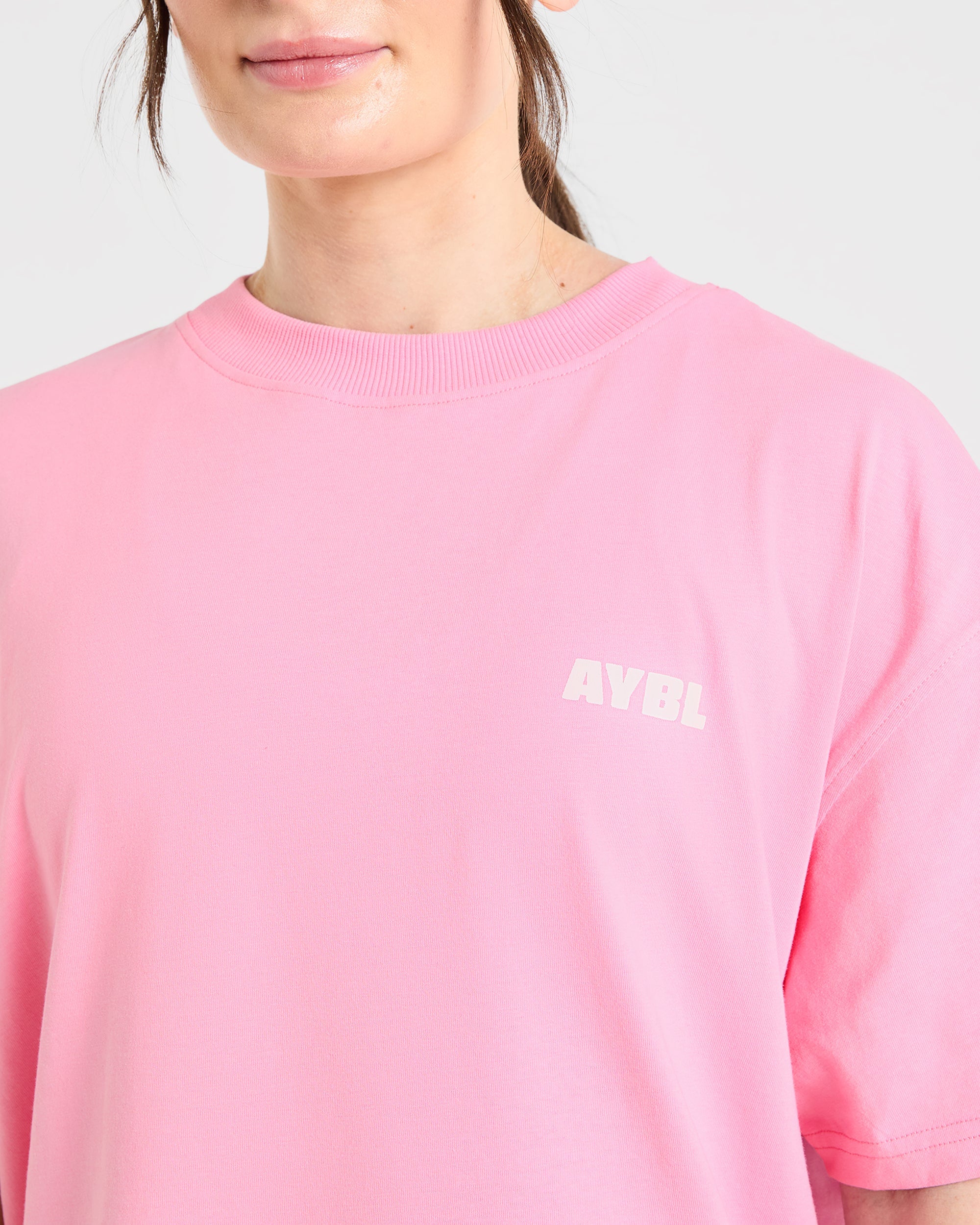 Focused Wavy Oversized T Shirt - Rose/Blanc
