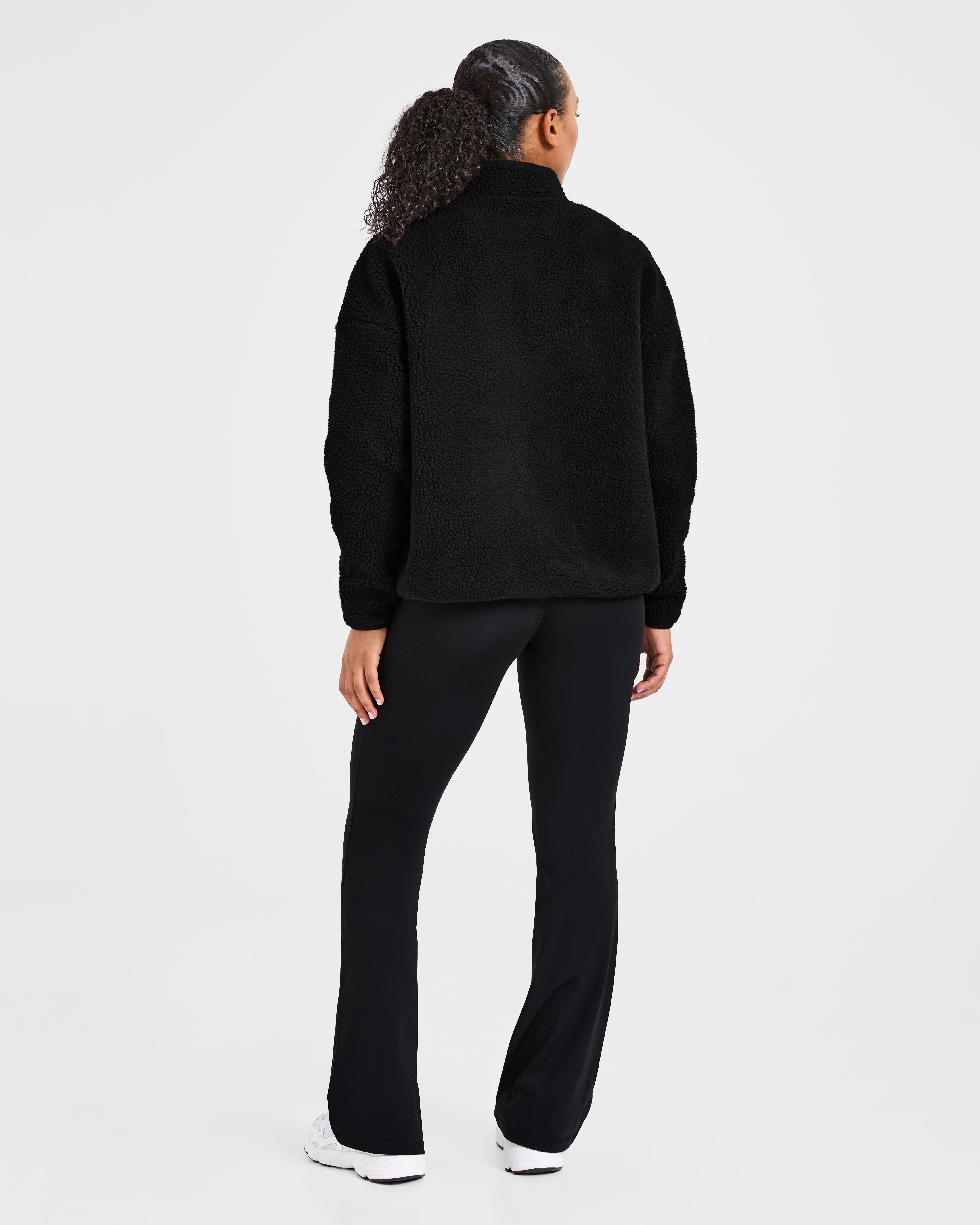 Oversized Zip Up Fleece Jacket - Noir