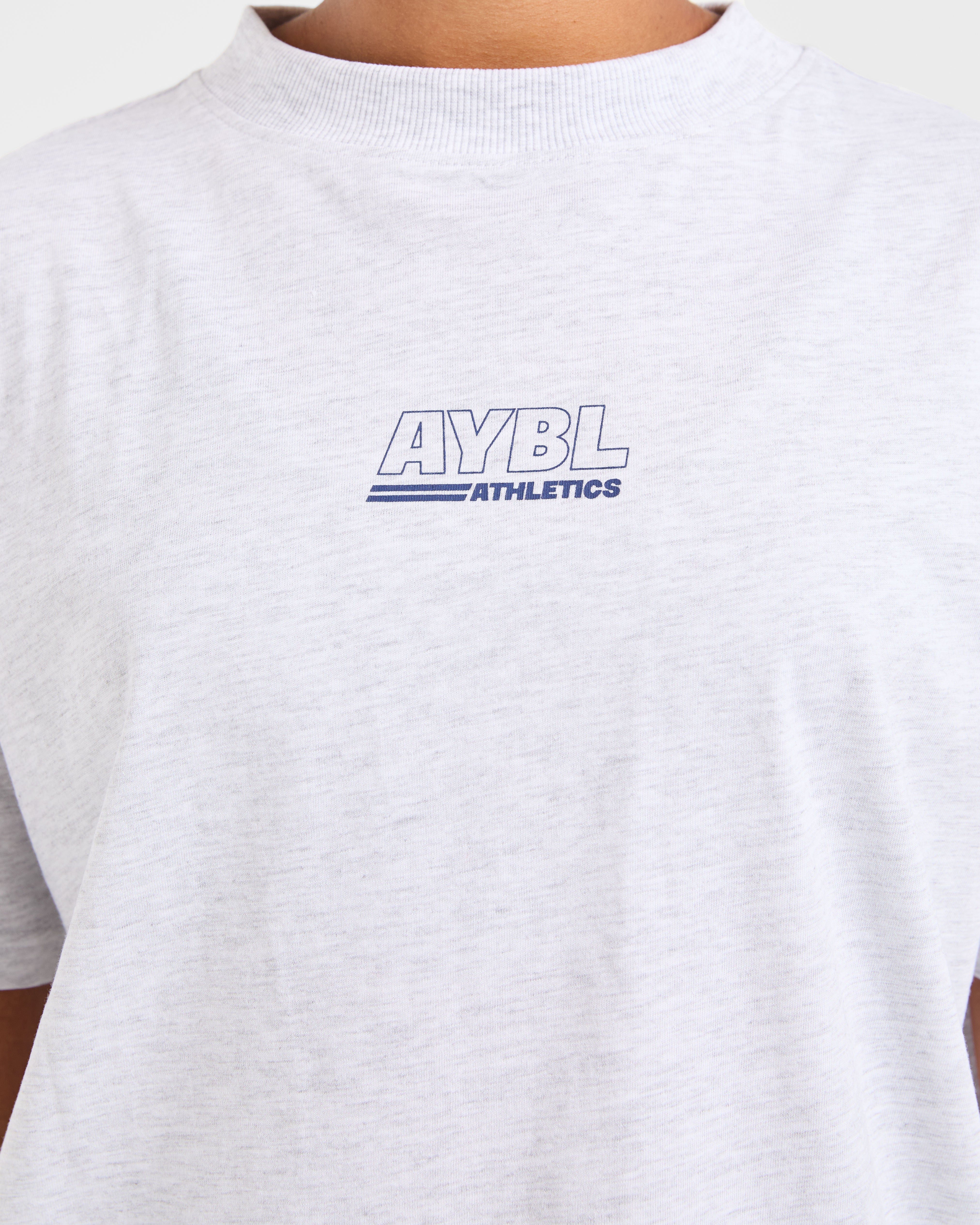 Athletics Track Oversized T Shirt - Heather Grey/Navy