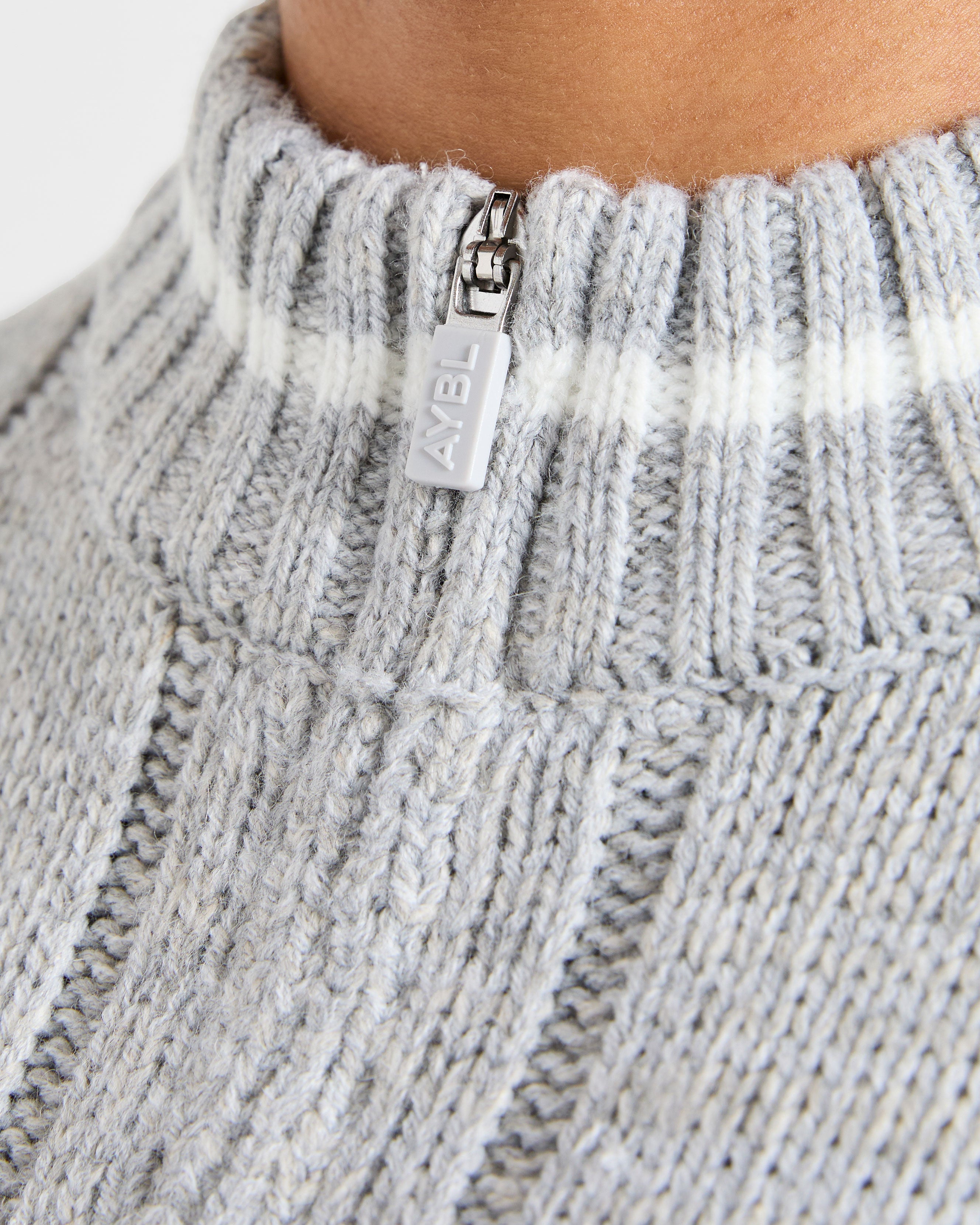 Athletics Oversized Knitted 1/4 Zip - Gris Marl