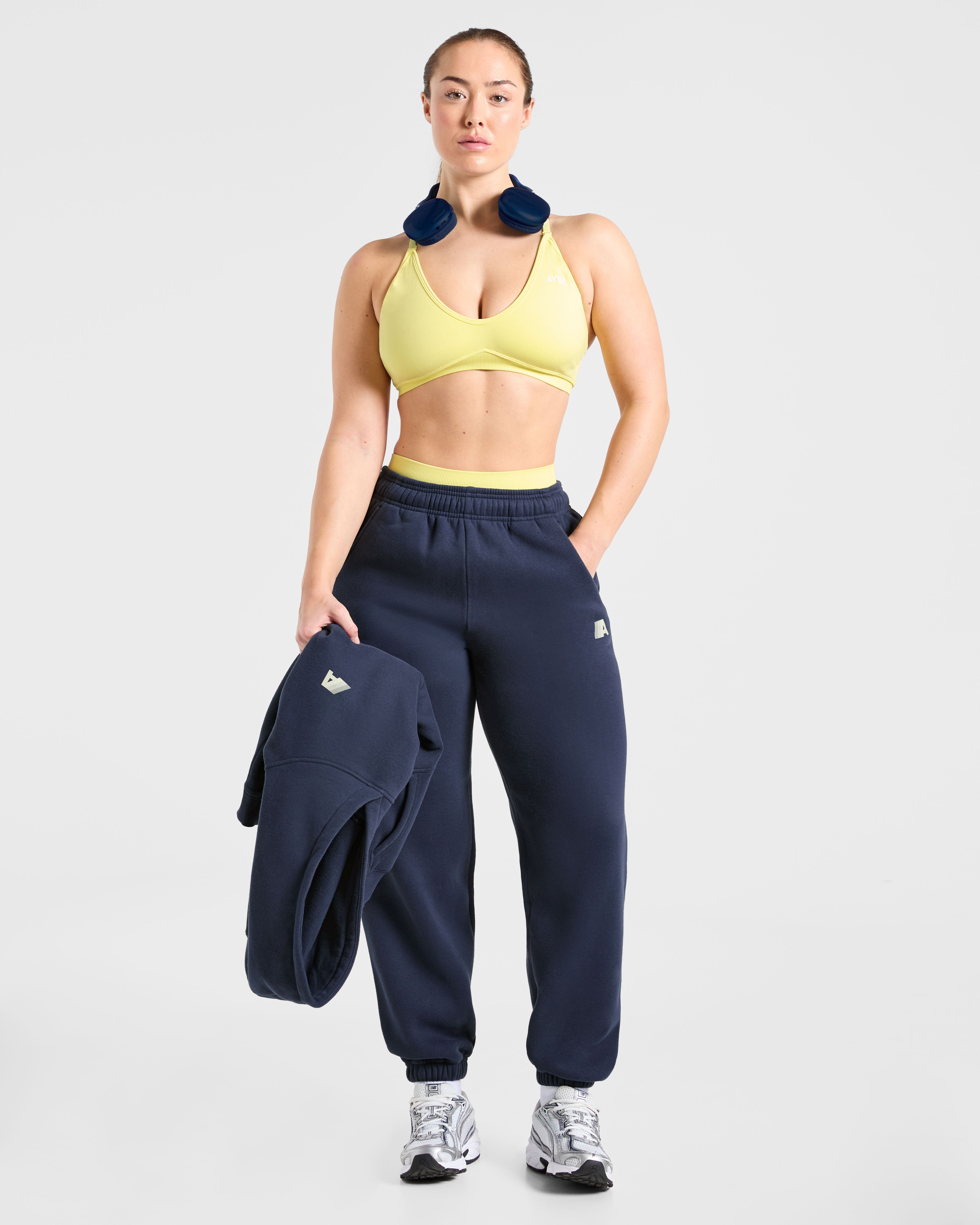 Retro Athletics Oversized Joggers - Navy/Jaune