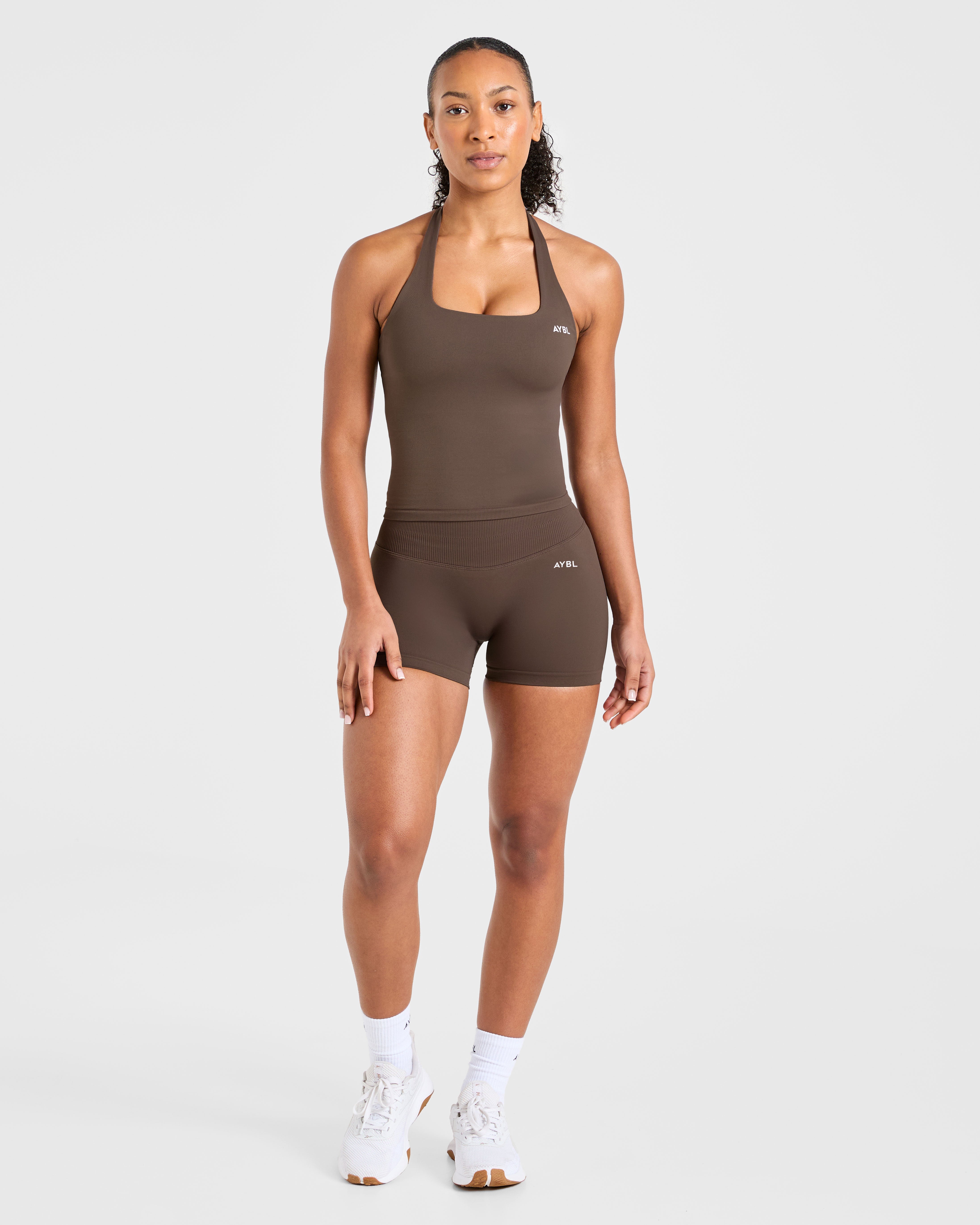 Enhance Seamless Halterneck Top - Marron