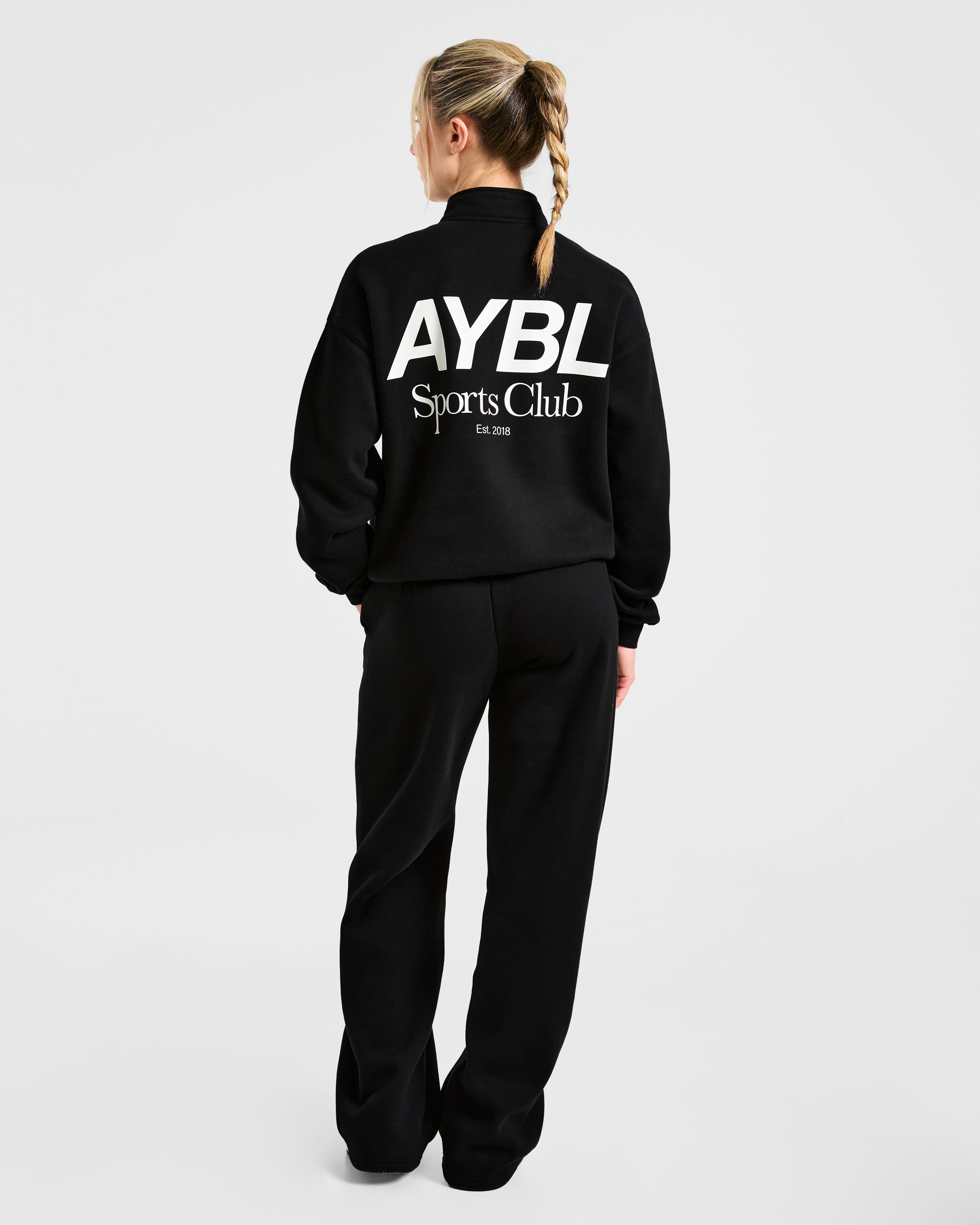 Sports Club Oversized 1/4 Zip Pullover - Noir/Blanc