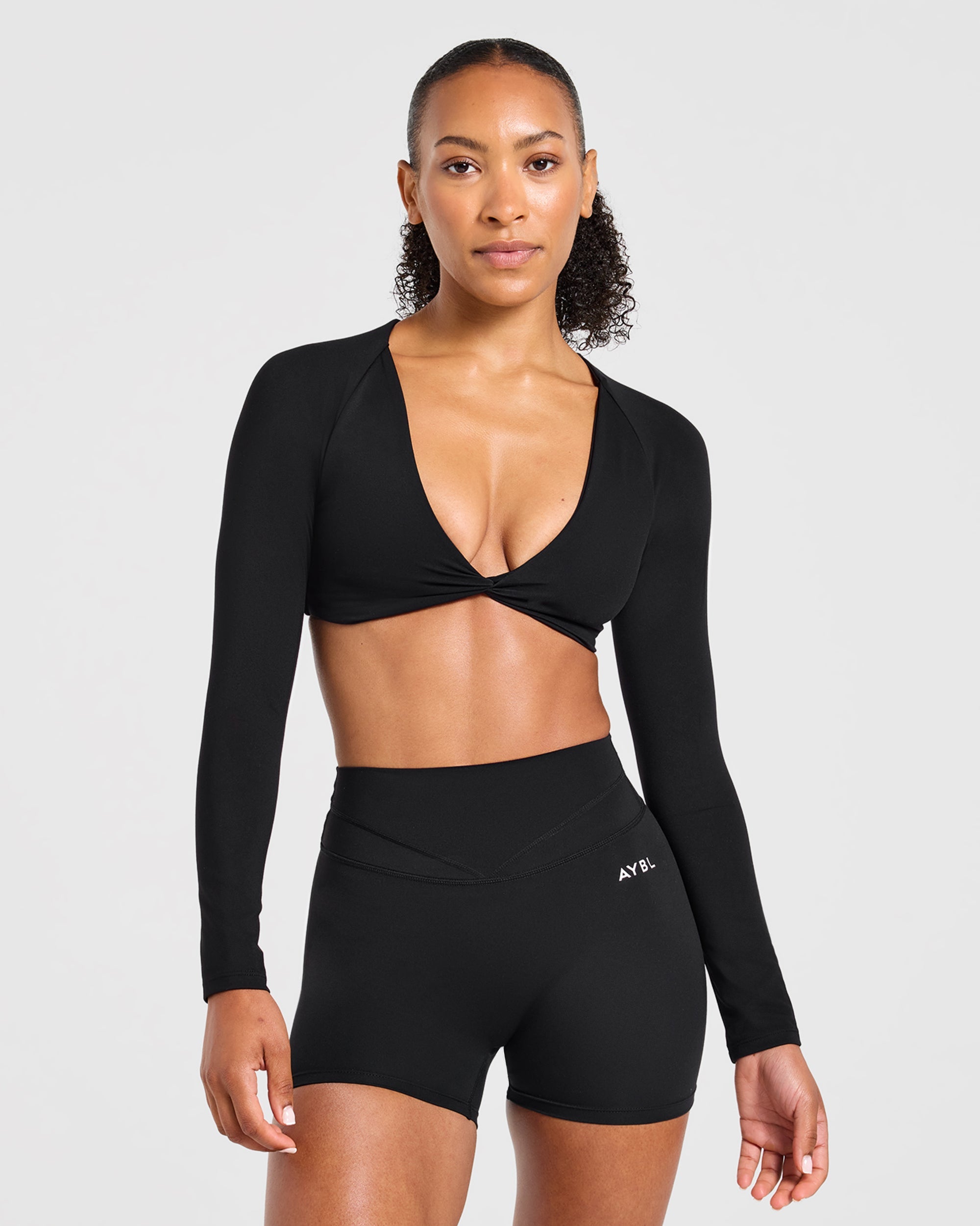 Engage Long Sleeve Crop Top - Noir