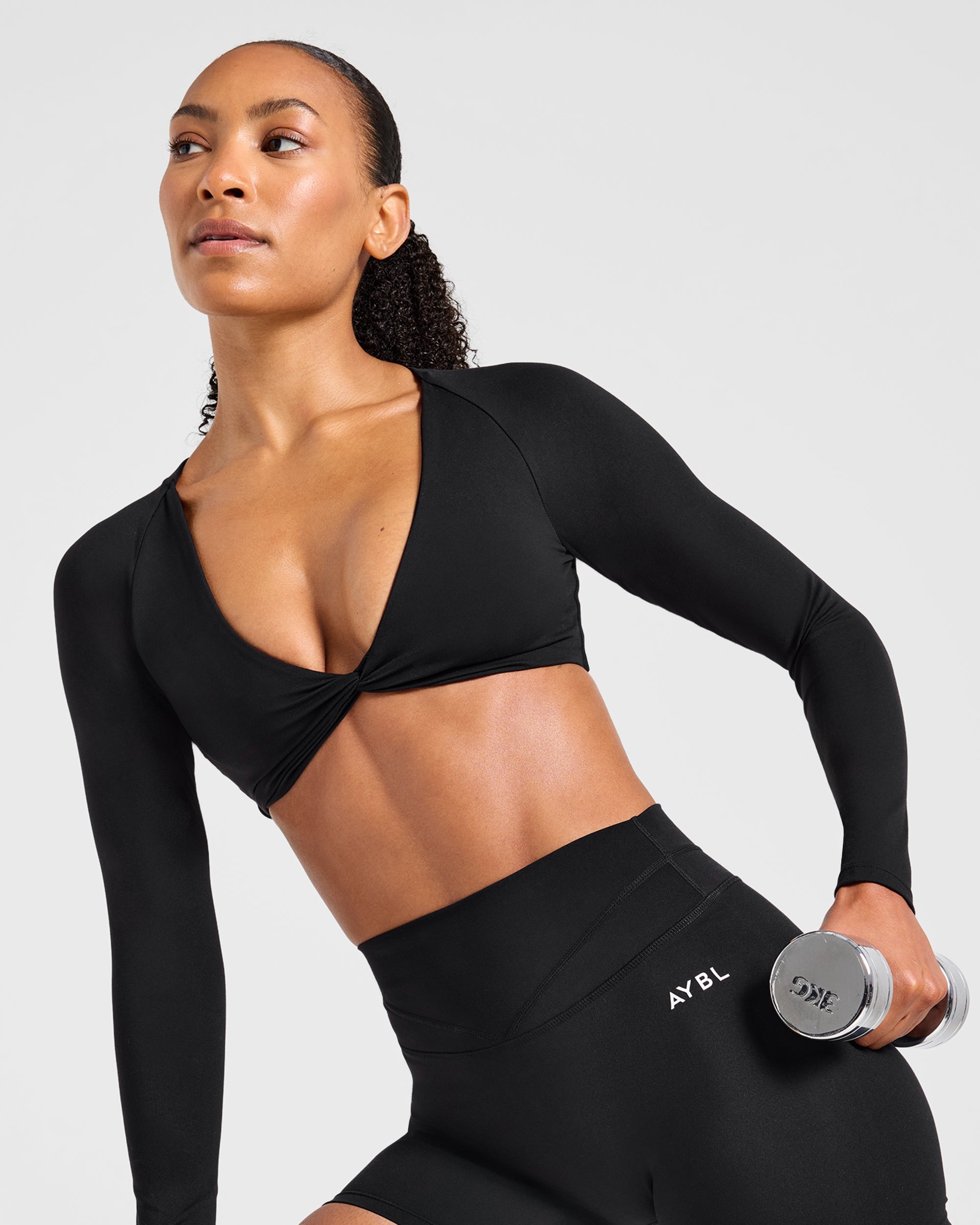 Engage Long Sleeve Crop Top - Noir