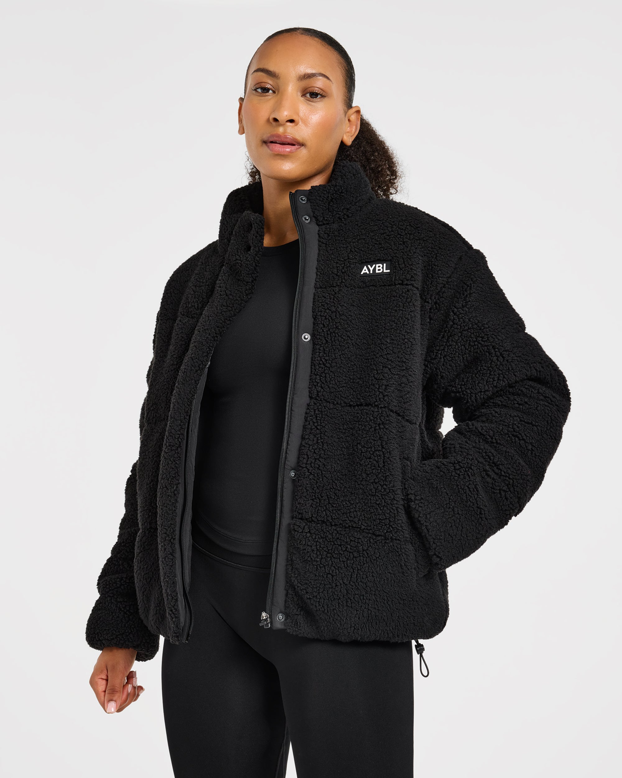 Signature Fleece Puffer Coat - Noir