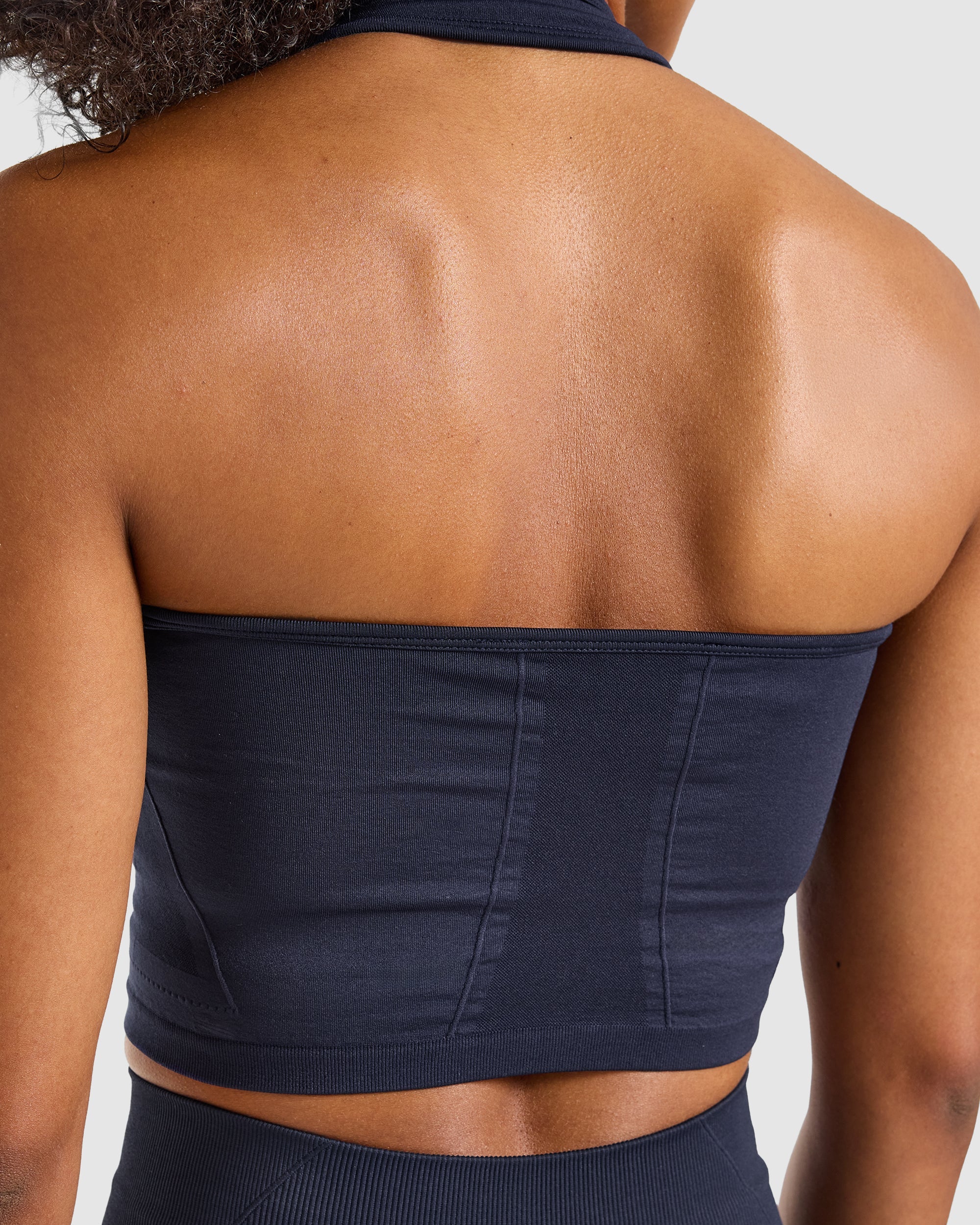 Empower Seamless Halterneck Crop Top - Navy