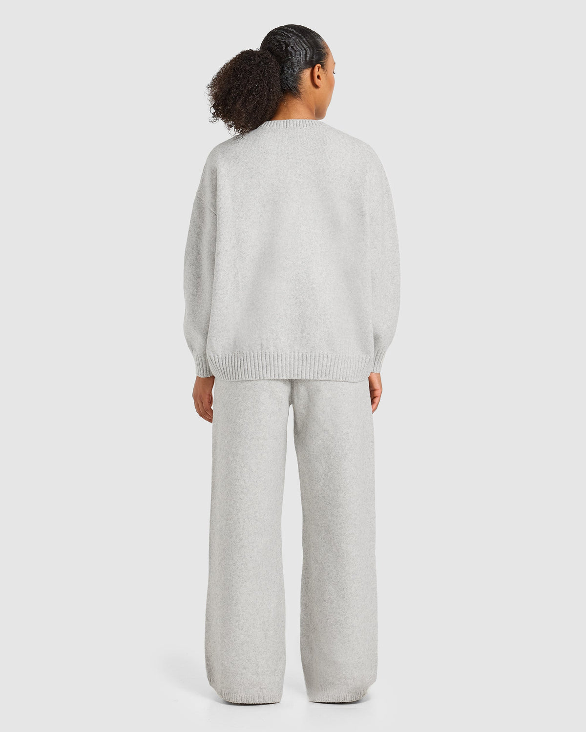 Varsity Oversized Knitted Joggers - Gris Marl/Burgundy