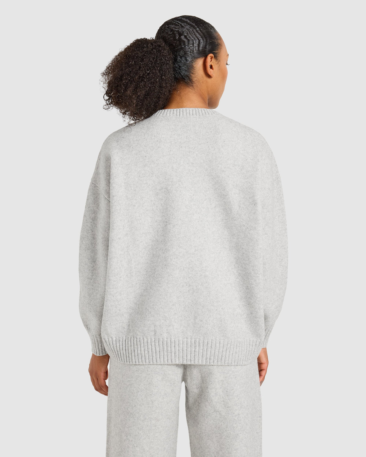 Varsity Oversized Knitted Sweater - Gris Marl/Burgundy