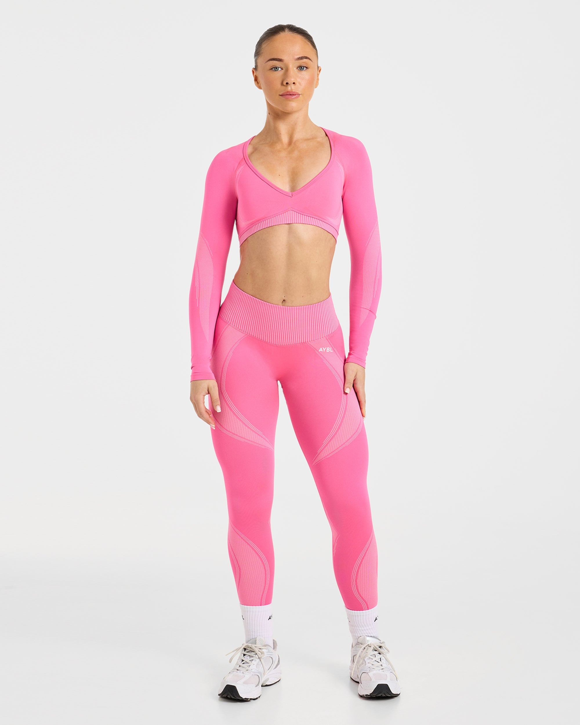 Charge Seamless Long Sleeve Crop Top - Rose