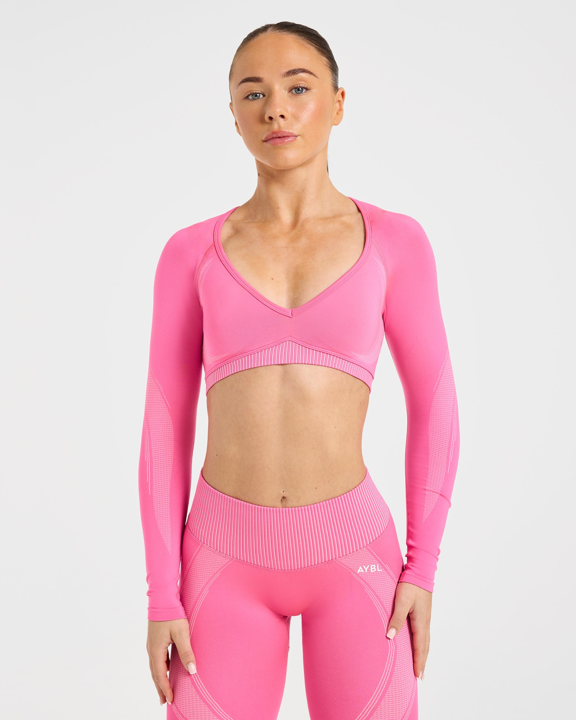 Charge Seamless Long Sleeve Crop Top - Rose