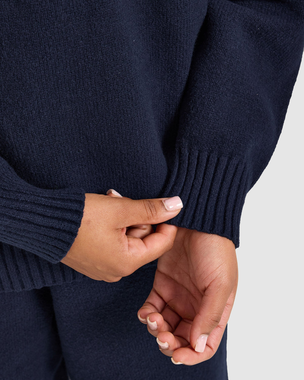 Varsity Oversized Knitted Hoodie - Navy