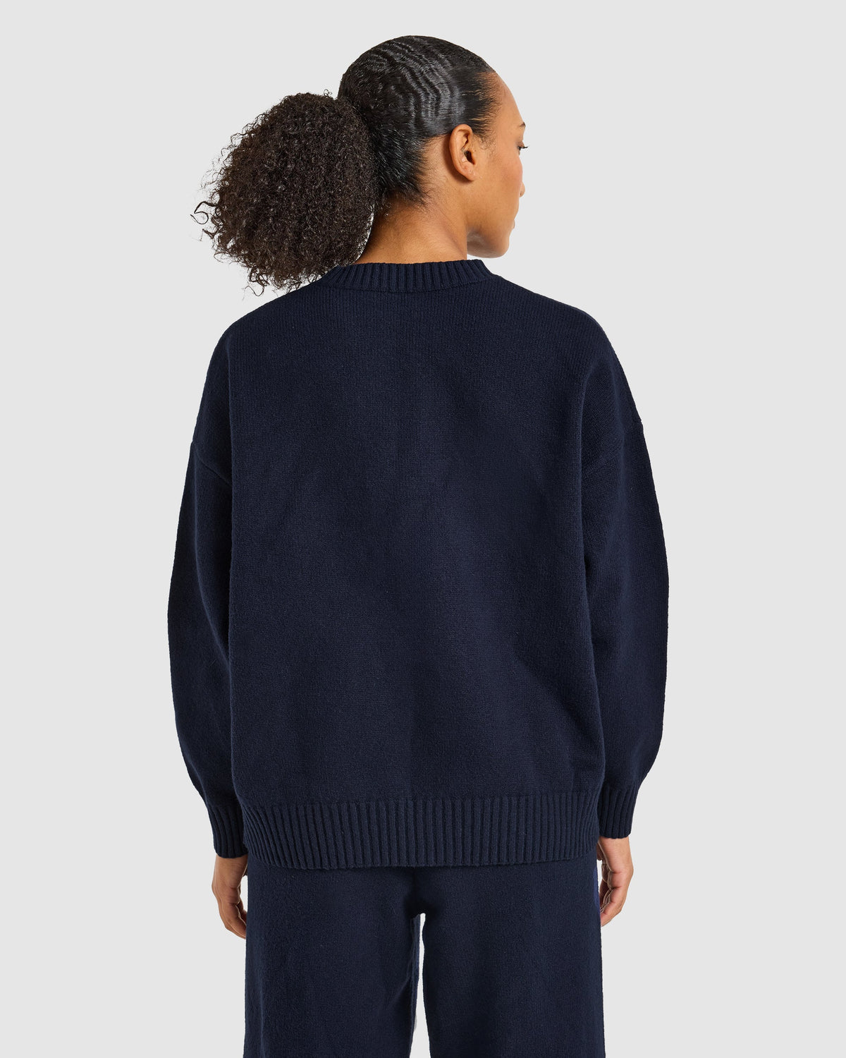 Varsity Oversized Knitted Sweater - Navy
