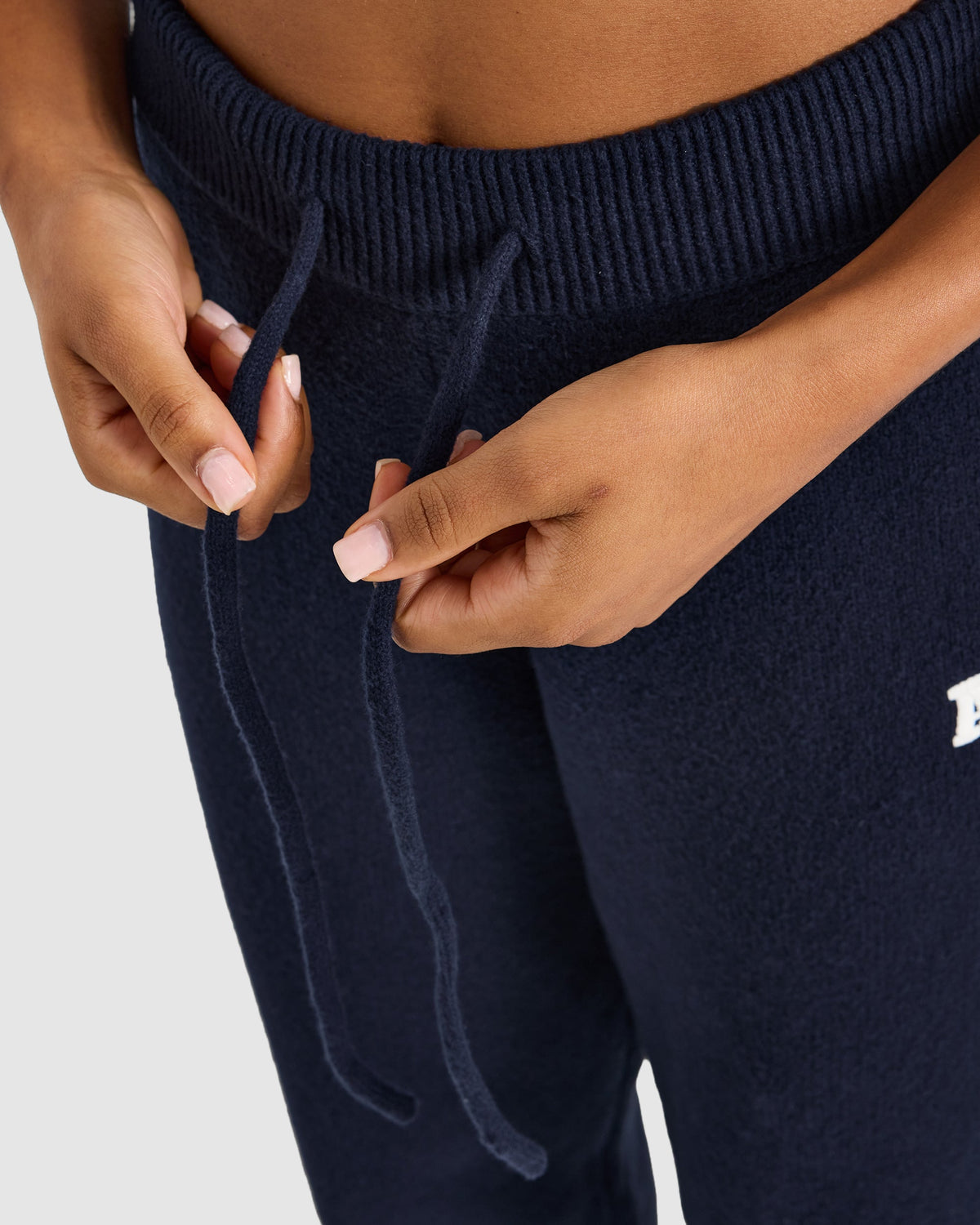 Varsity Oversized Knitted Joggers - Navy