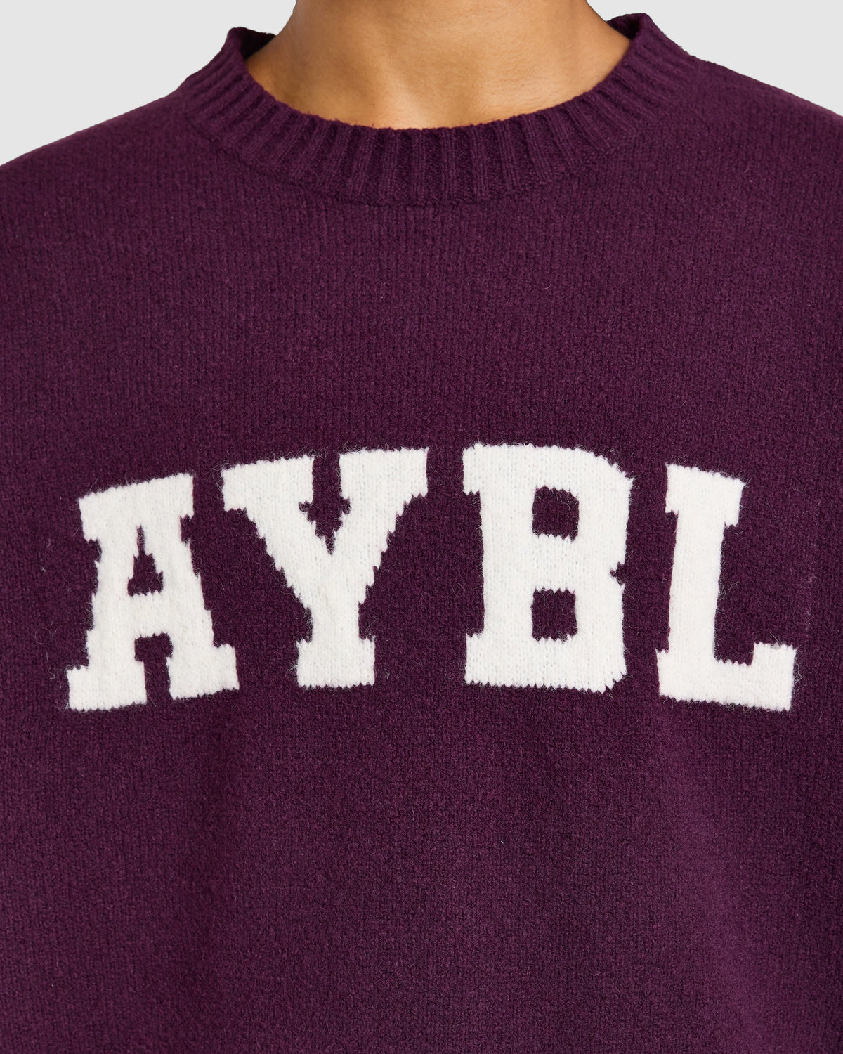 Varsity Oversized Knitted Sweater - Plum