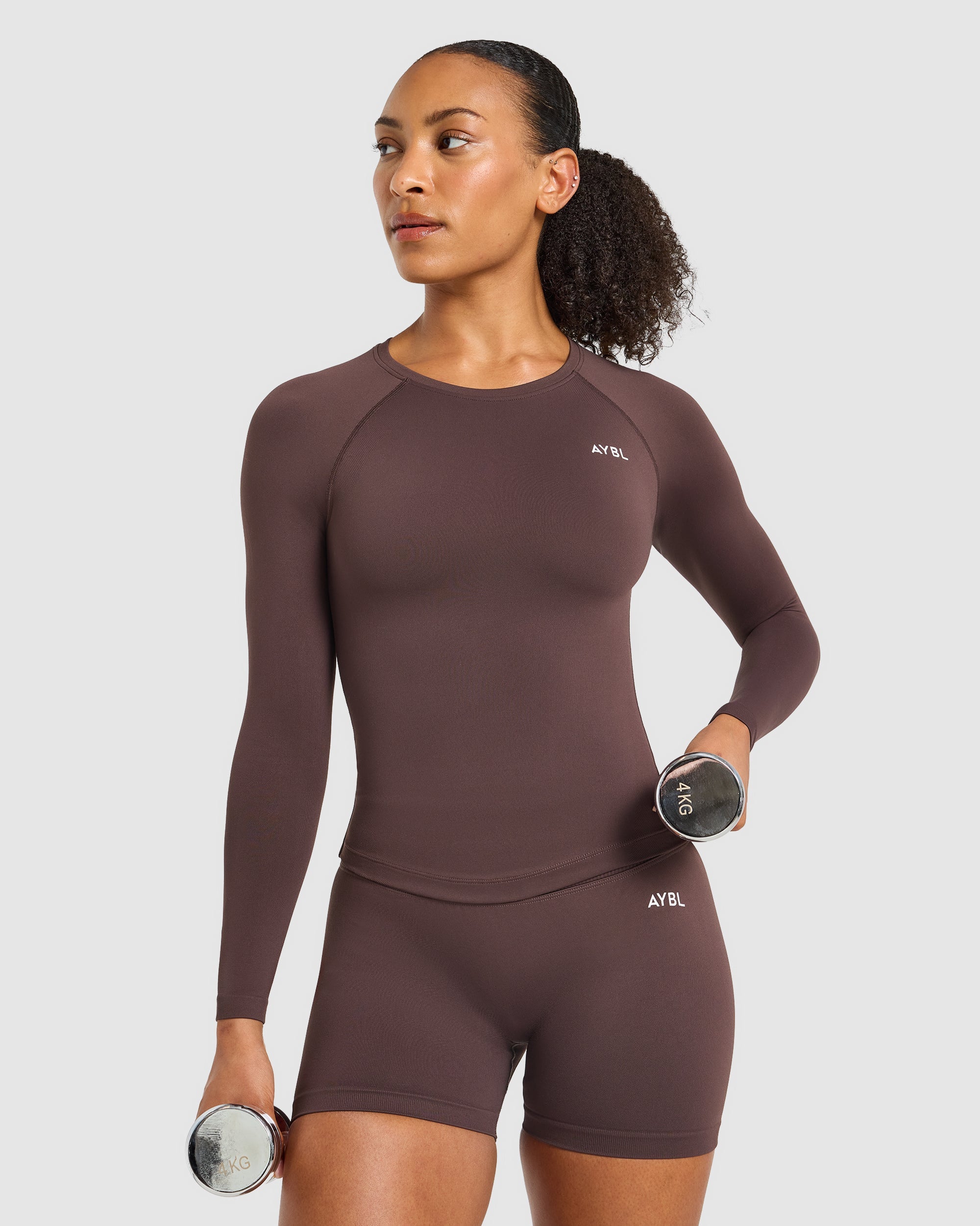 Enhance Seamless Long Sleeve Top - Cocoa Marron