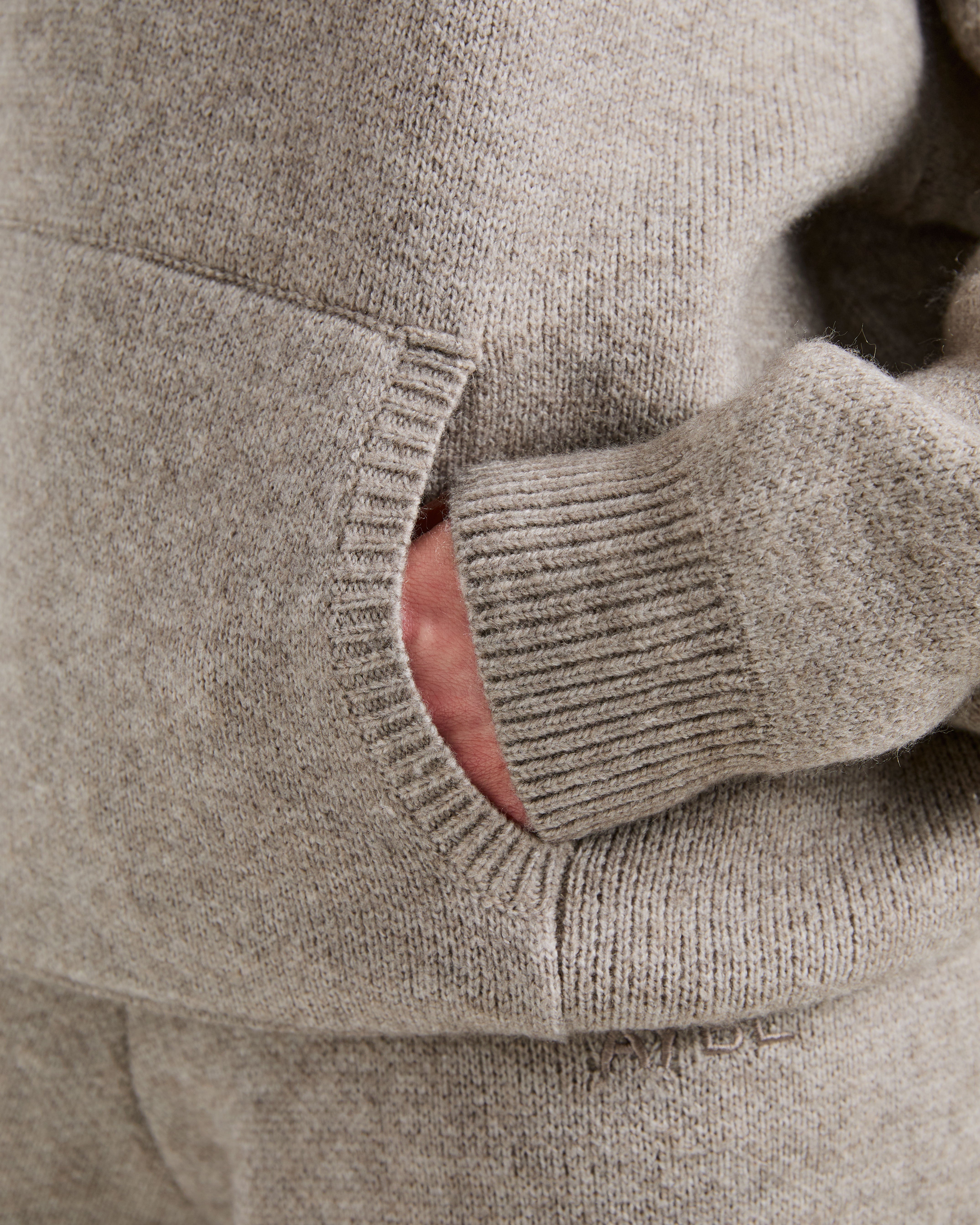 Soft Oversized Knitted Hoodie - Marron Marl