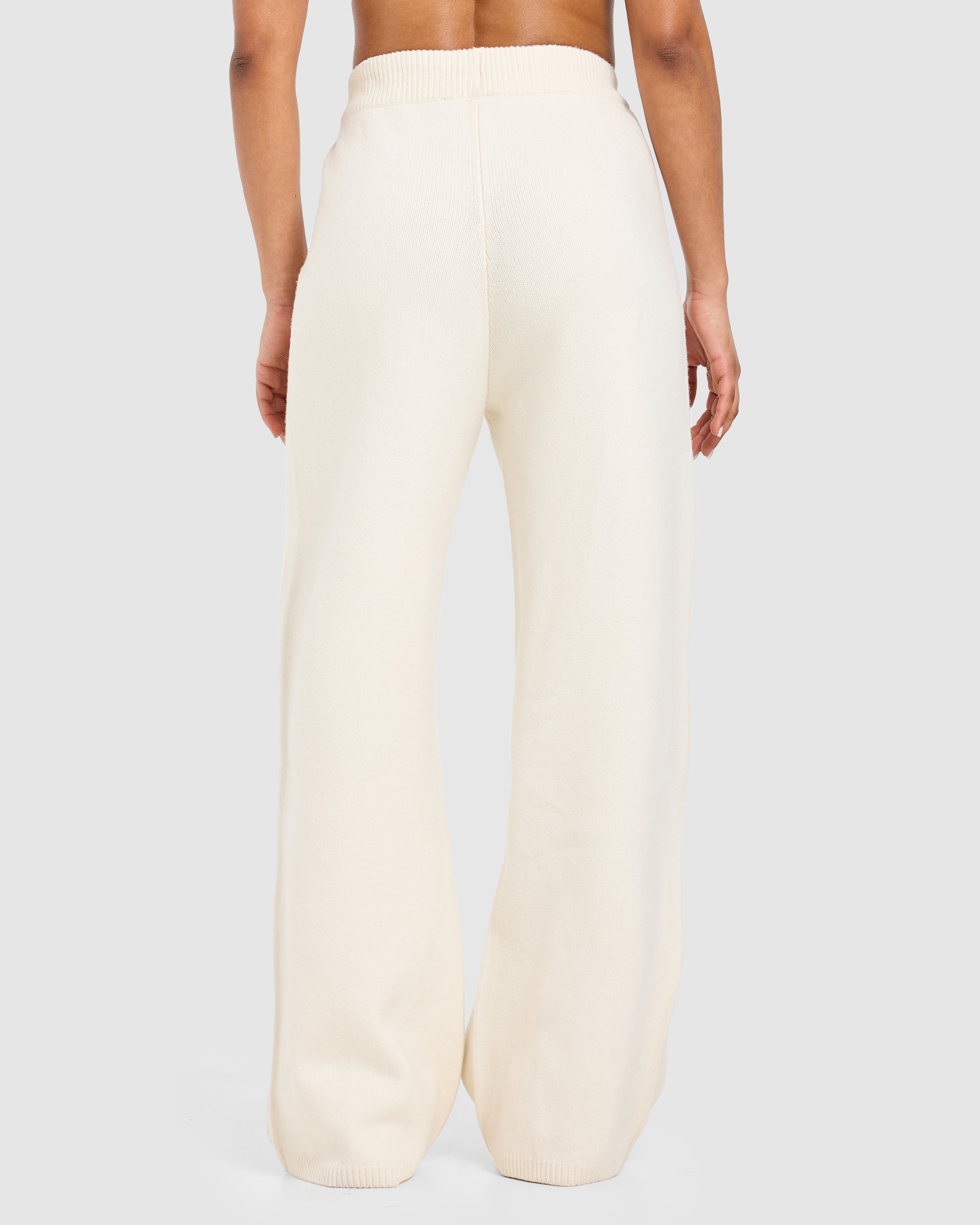 Varsity Oversized Knitted Joggers - Cream