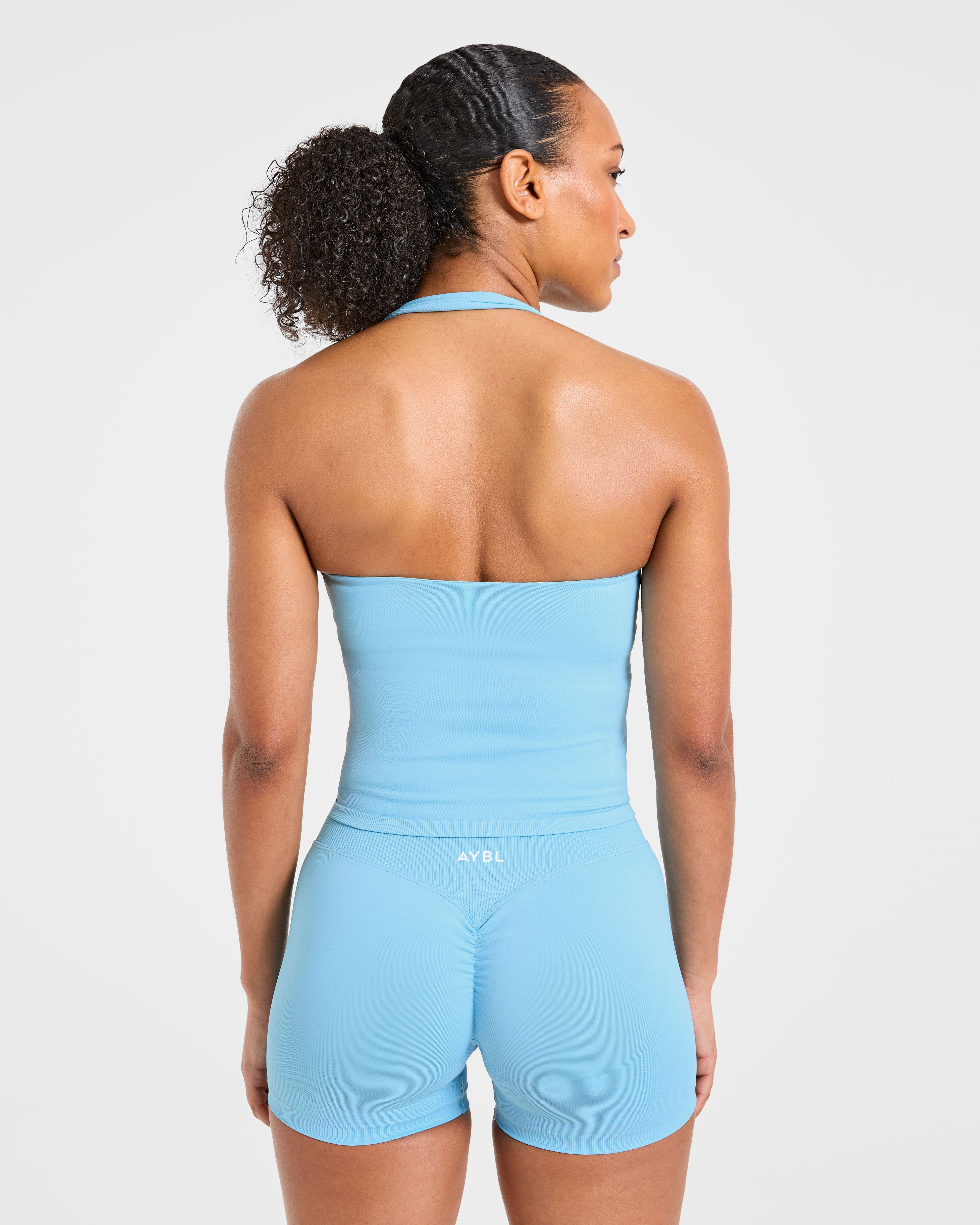 Enhance Seamless Halterneck Top - Powder Bleu