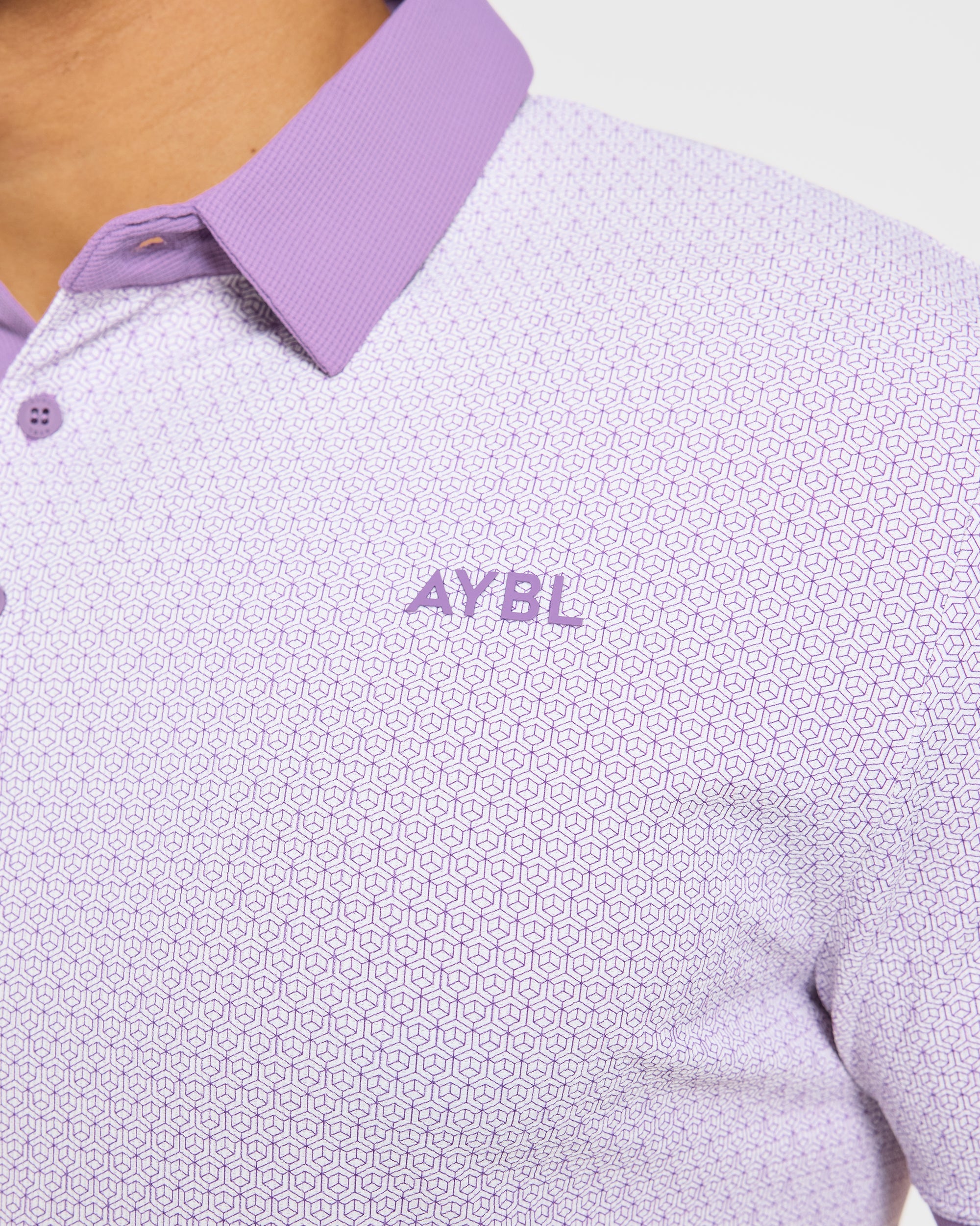 Precision Geometric Polo - Blanc/Lilas