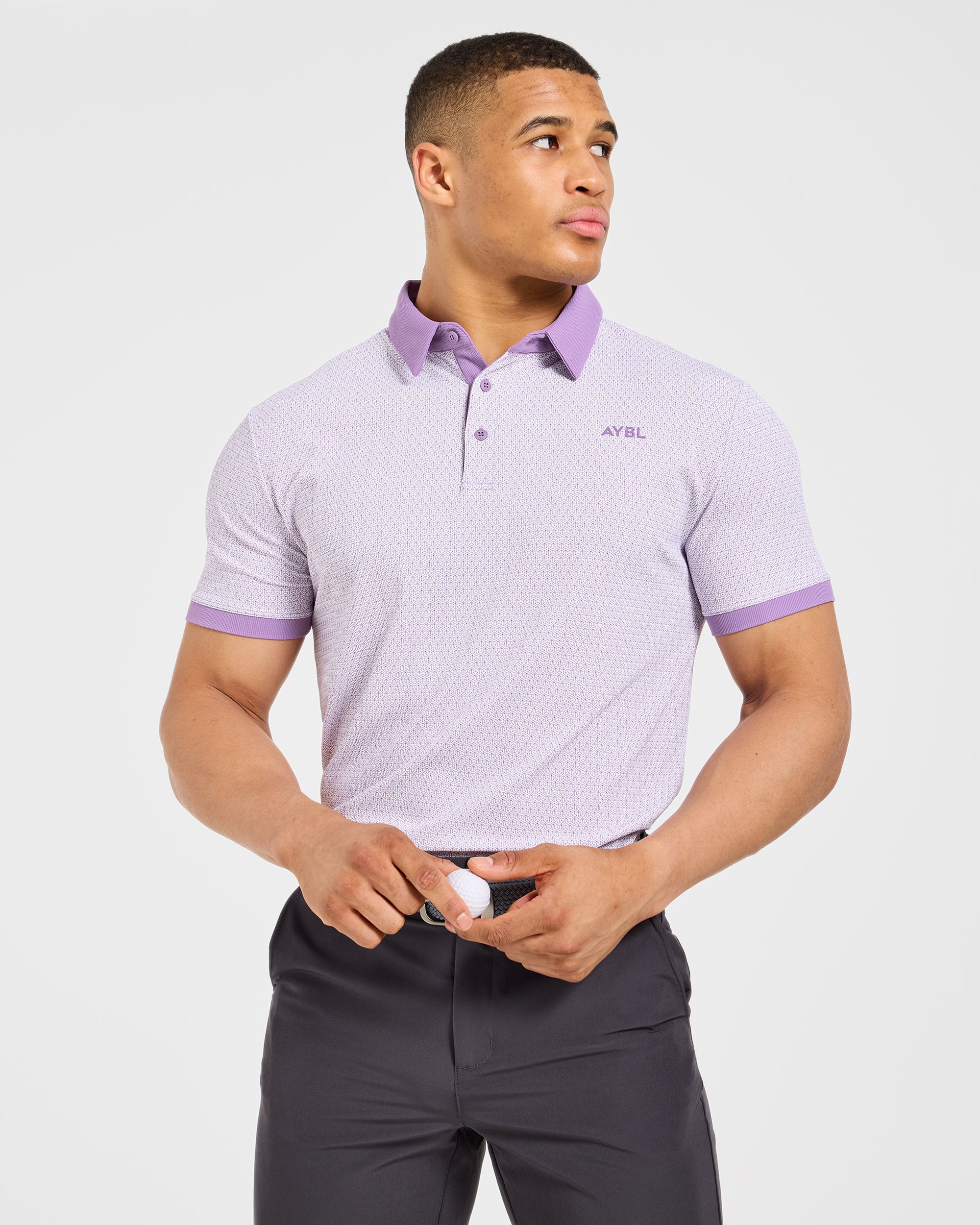 Precision Geometric Polo - Blanc/Lilas