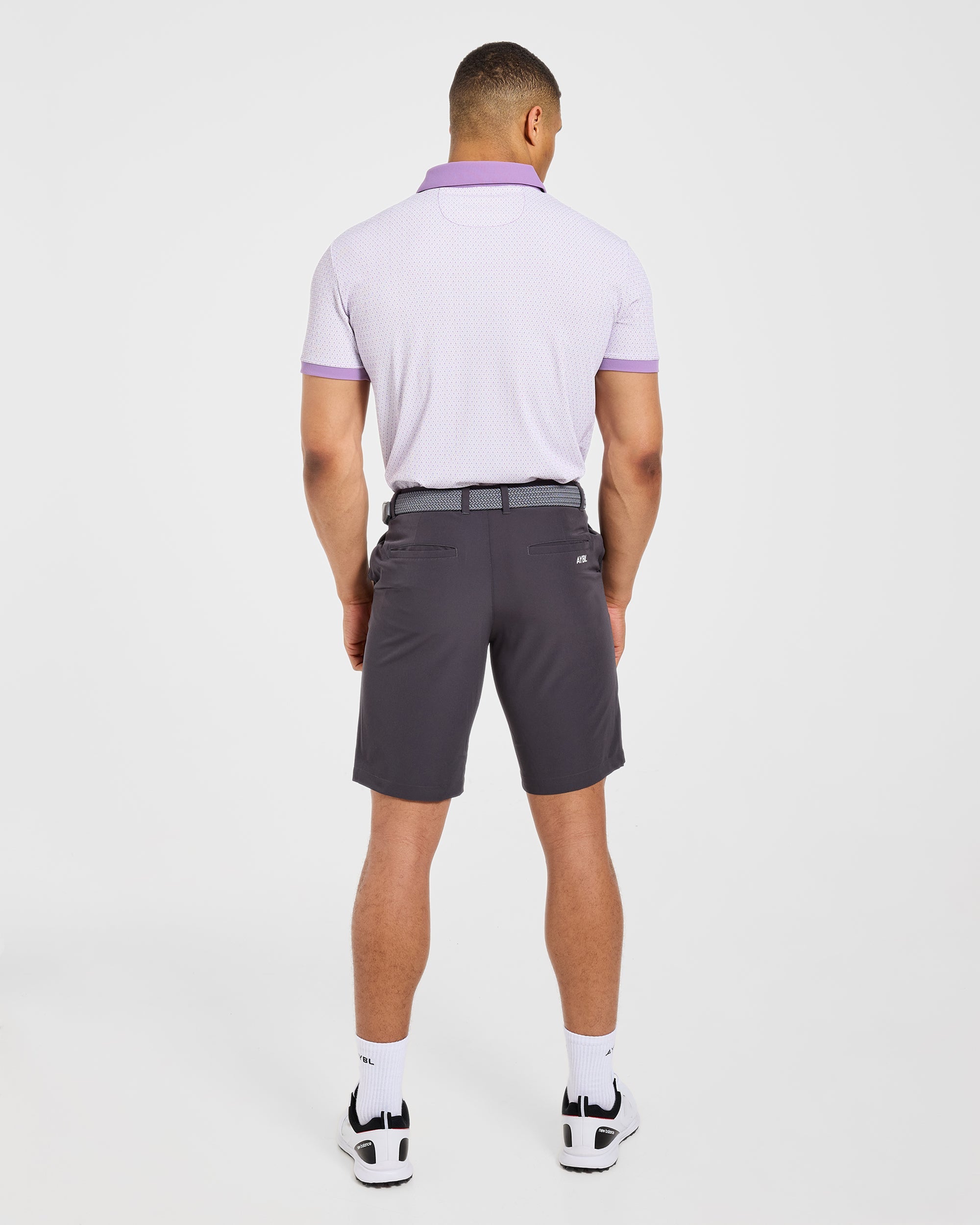 Precision Geometric Polo - Blanc/Lilas