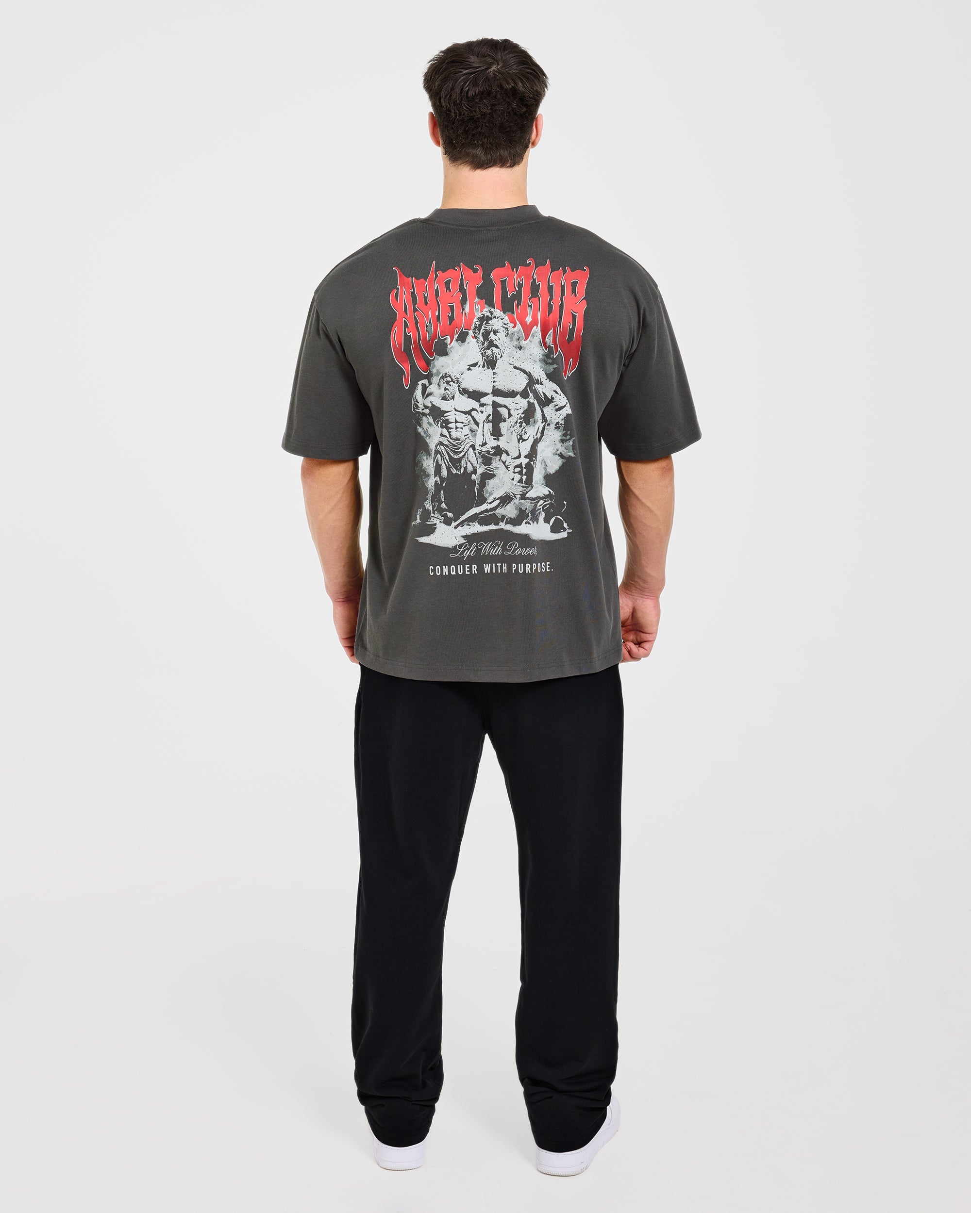 Lift Forge Oversized T Shirt - Charcoal/Rouge