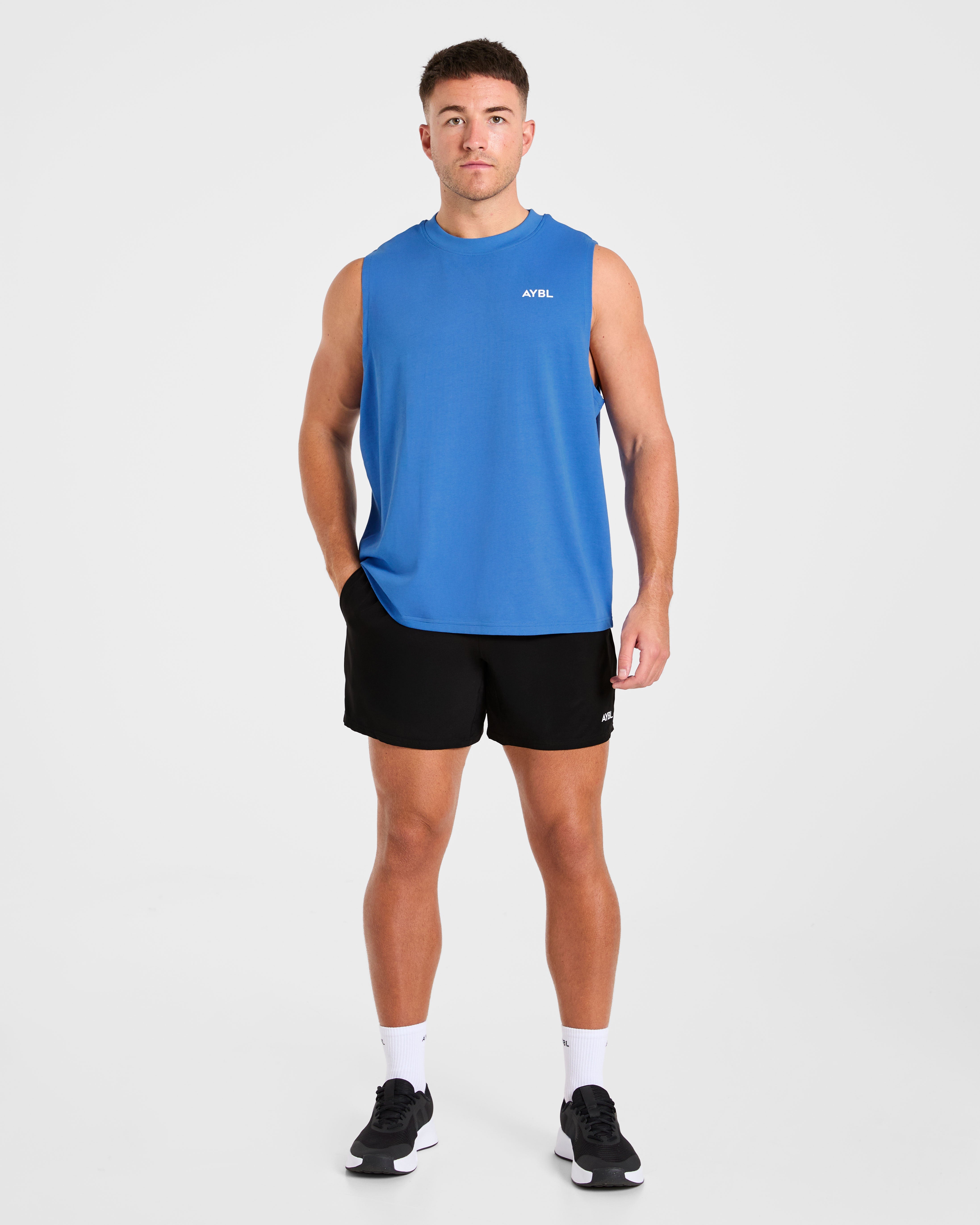 Essential Oversized Graphic Tank - Cobalt