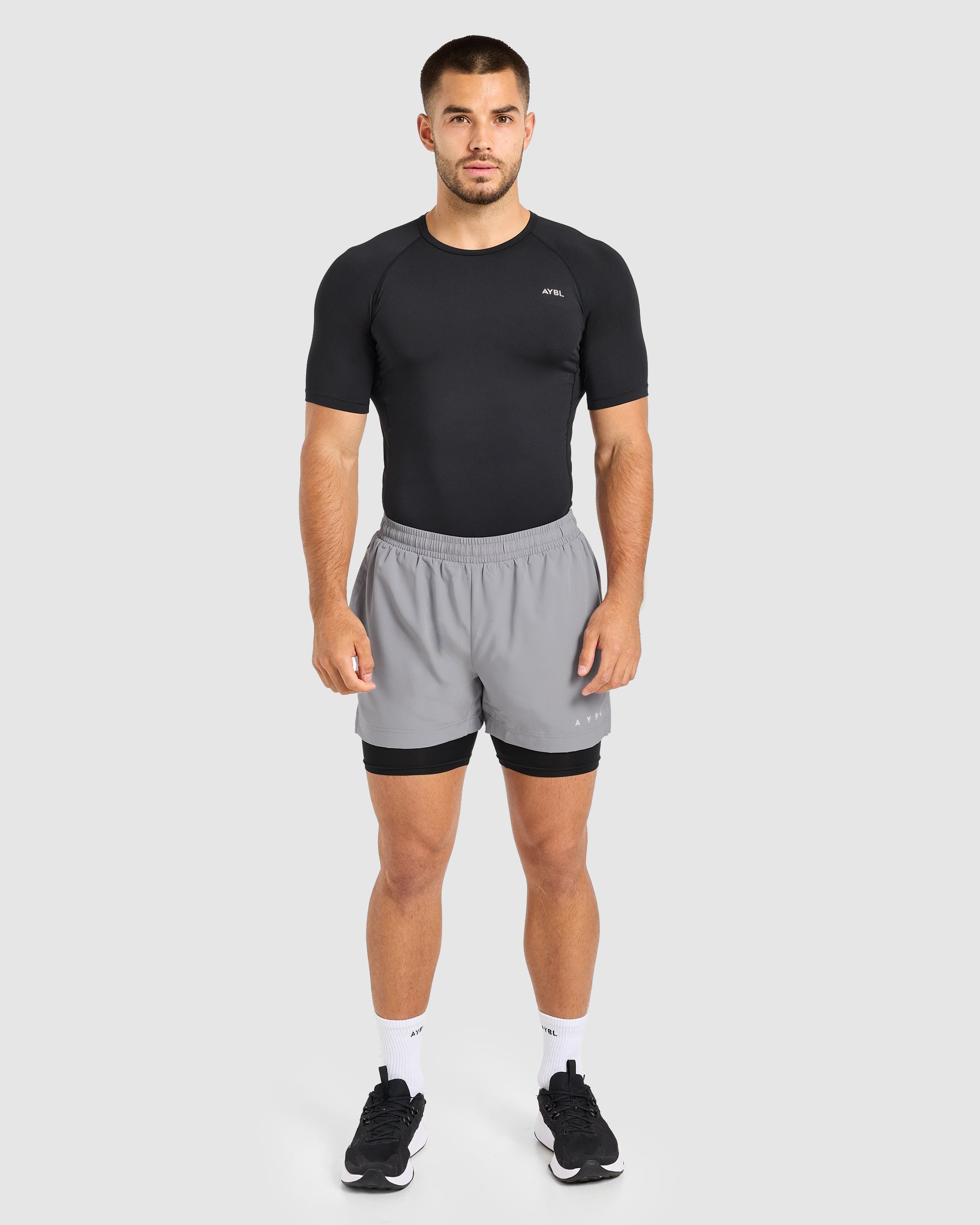 Core 2 in 1 Shorts - Gris/Noir
