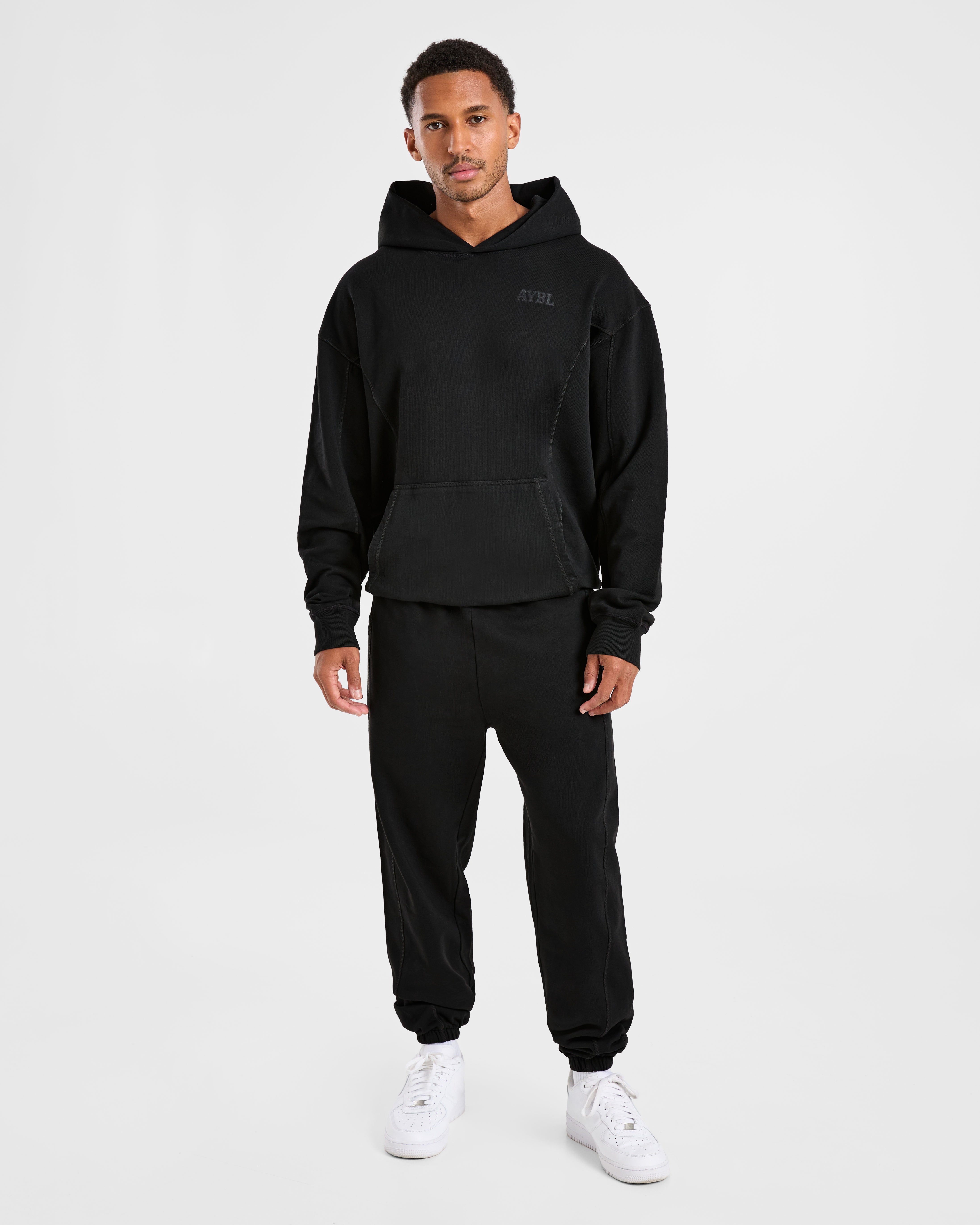 Lift Club Distressed Hoodie - Noir/Charcoal
