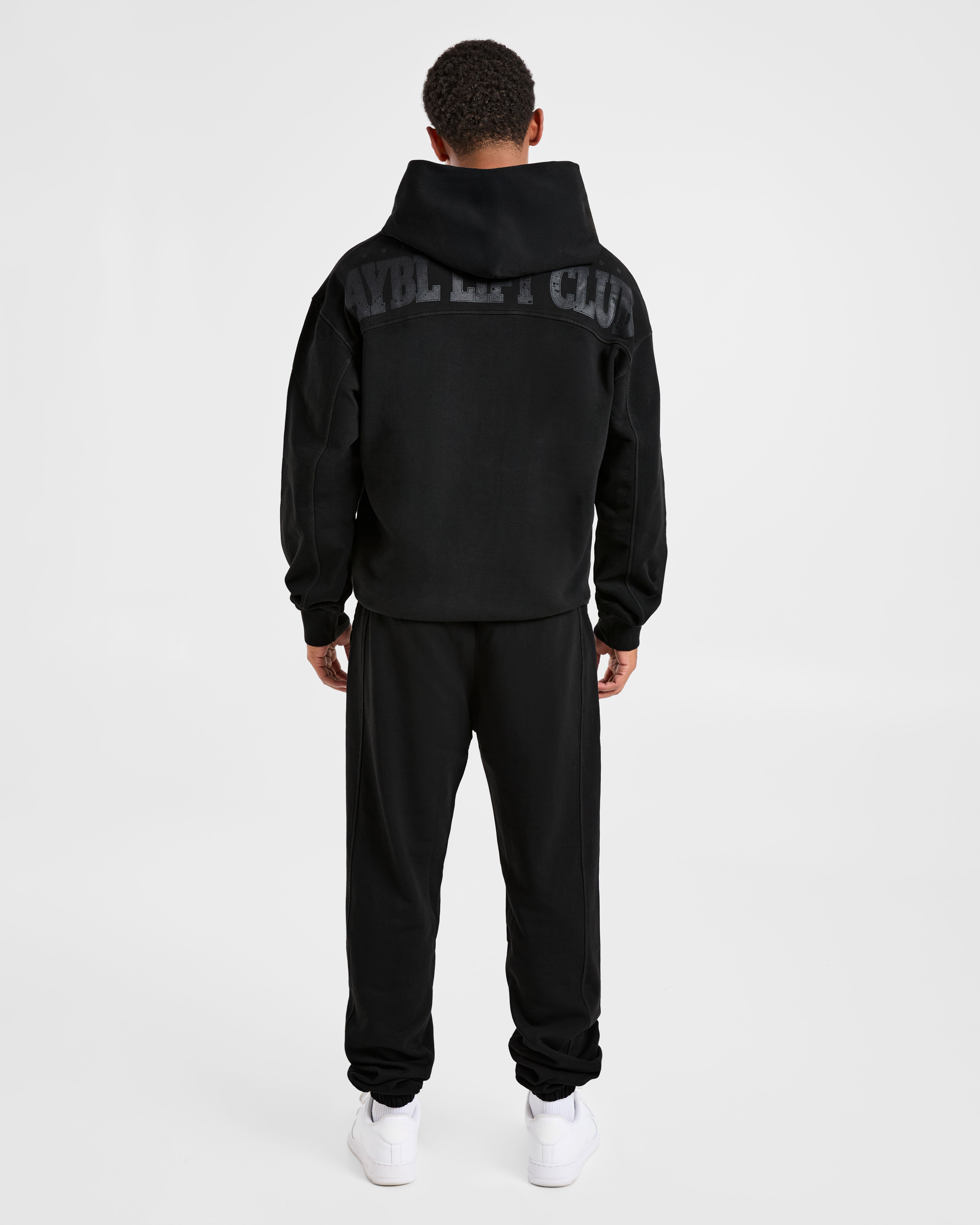 Lift Club Distressed Hoodie - Noir/Charcoal