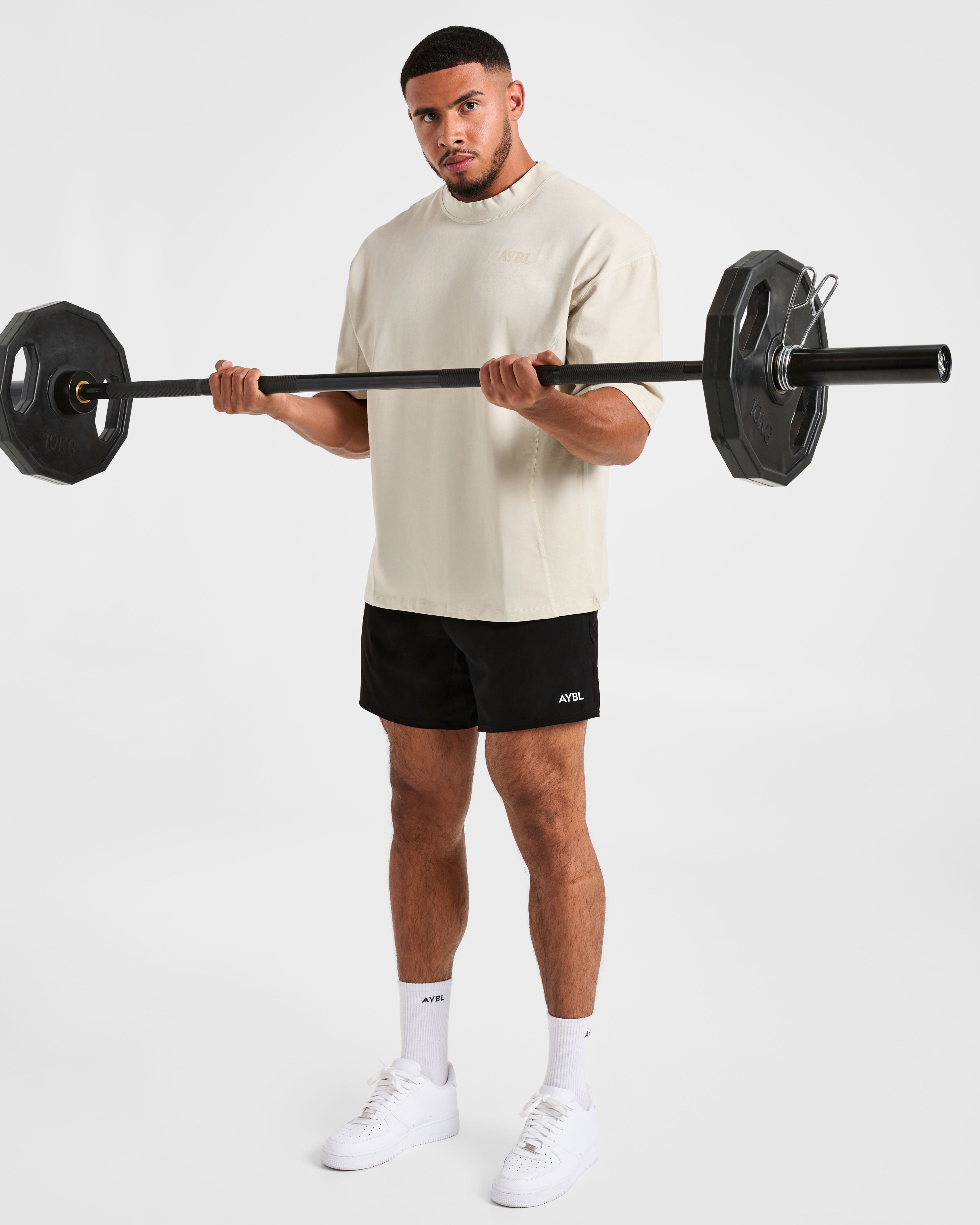 Lift Club Distressed Oversized T Shirt - Sand