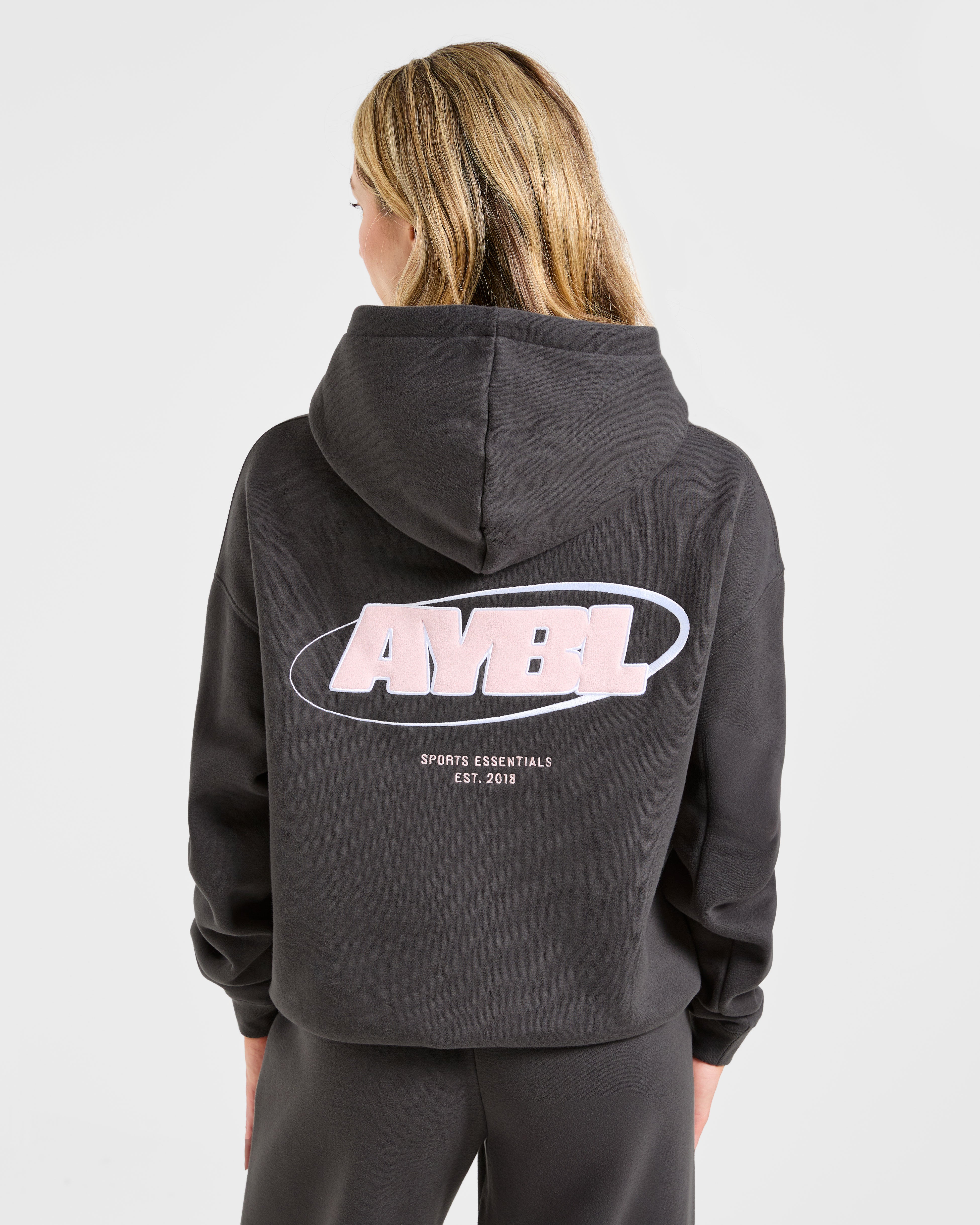 Sports Essentials Oversized Hoodie - Charcoal/Rose