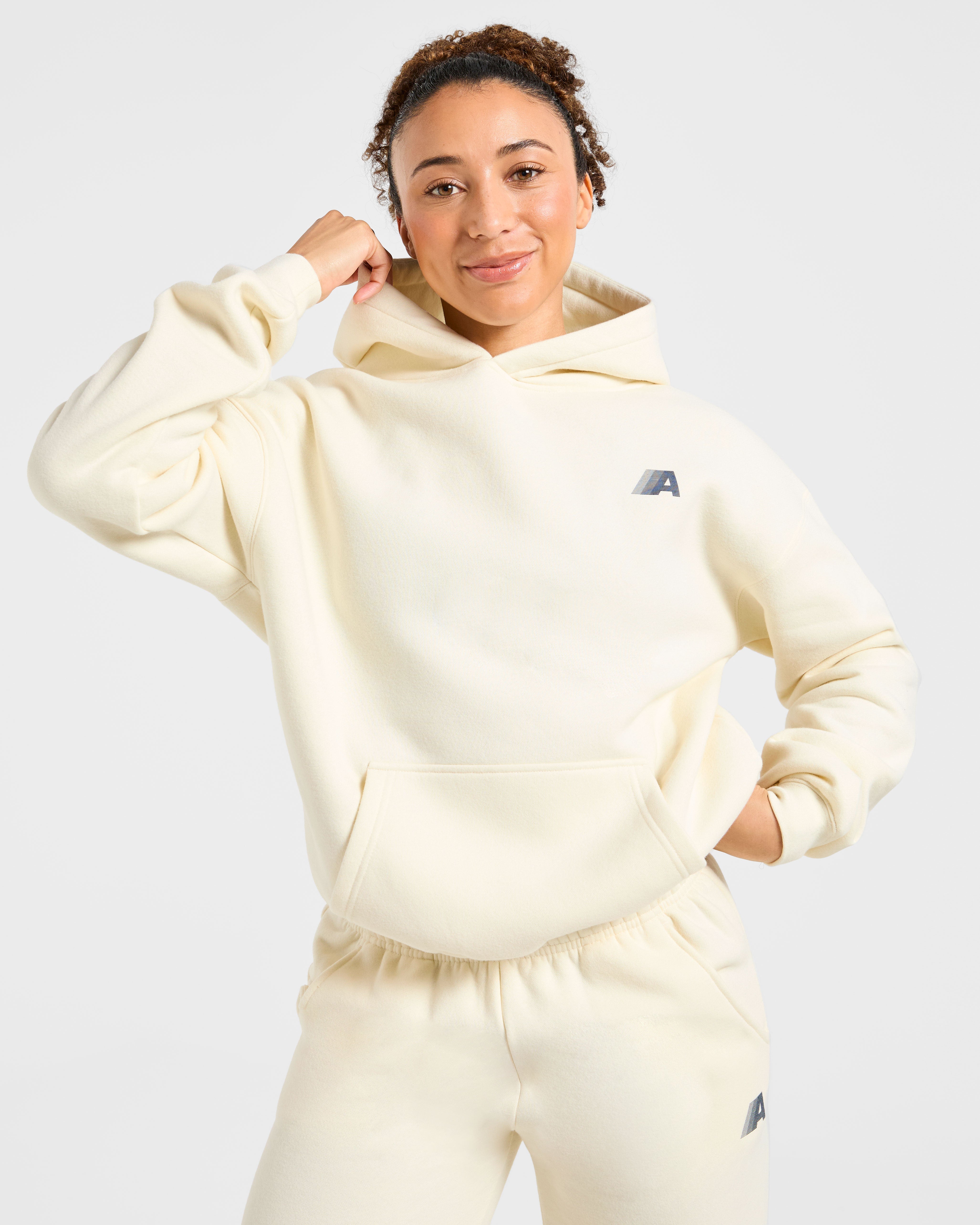 Retro Athletics Oversized Hoodie - Butter Jaune/Navy