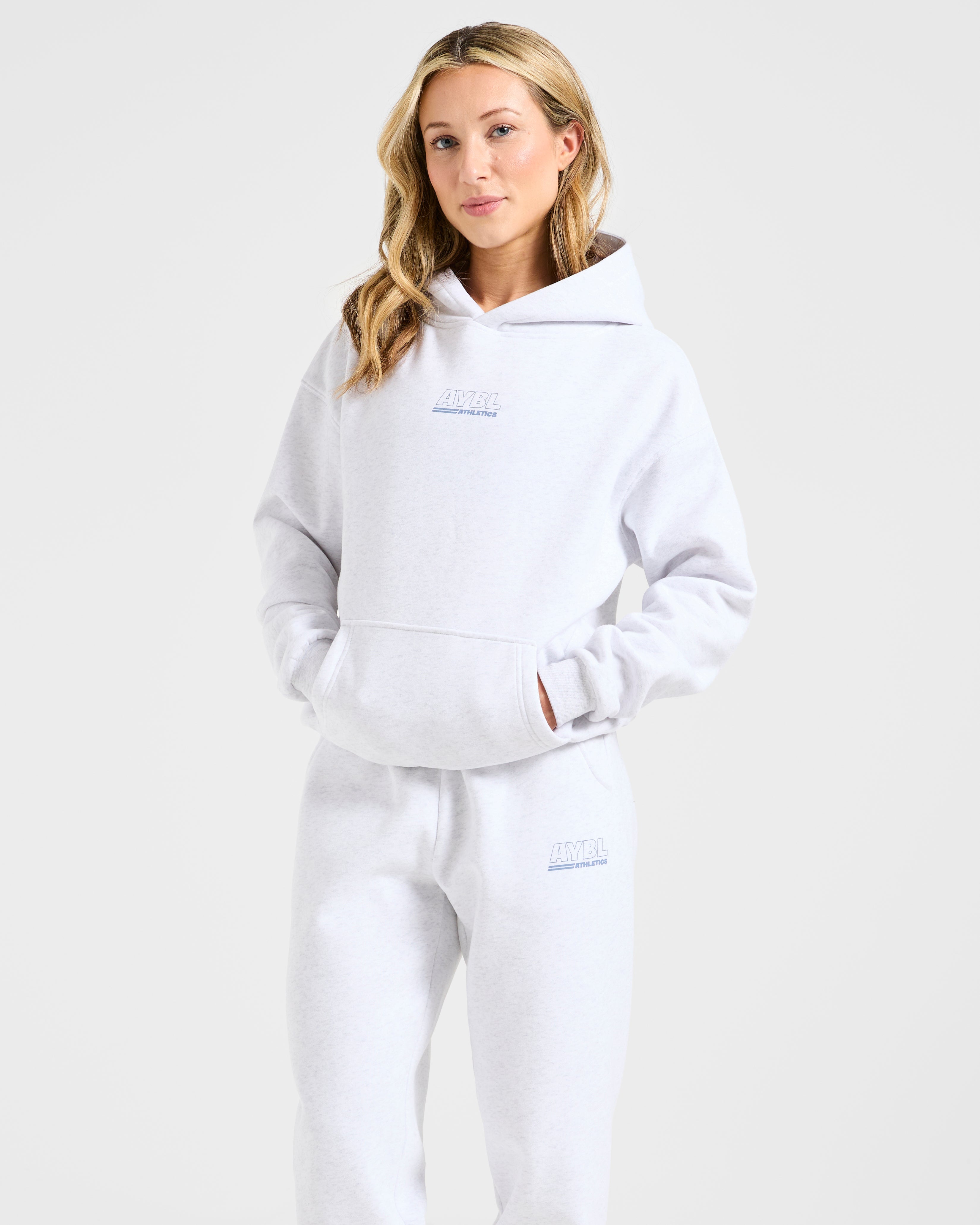 Athletics Track Oversized Hoodie - Heather Gris/Slate Bleu