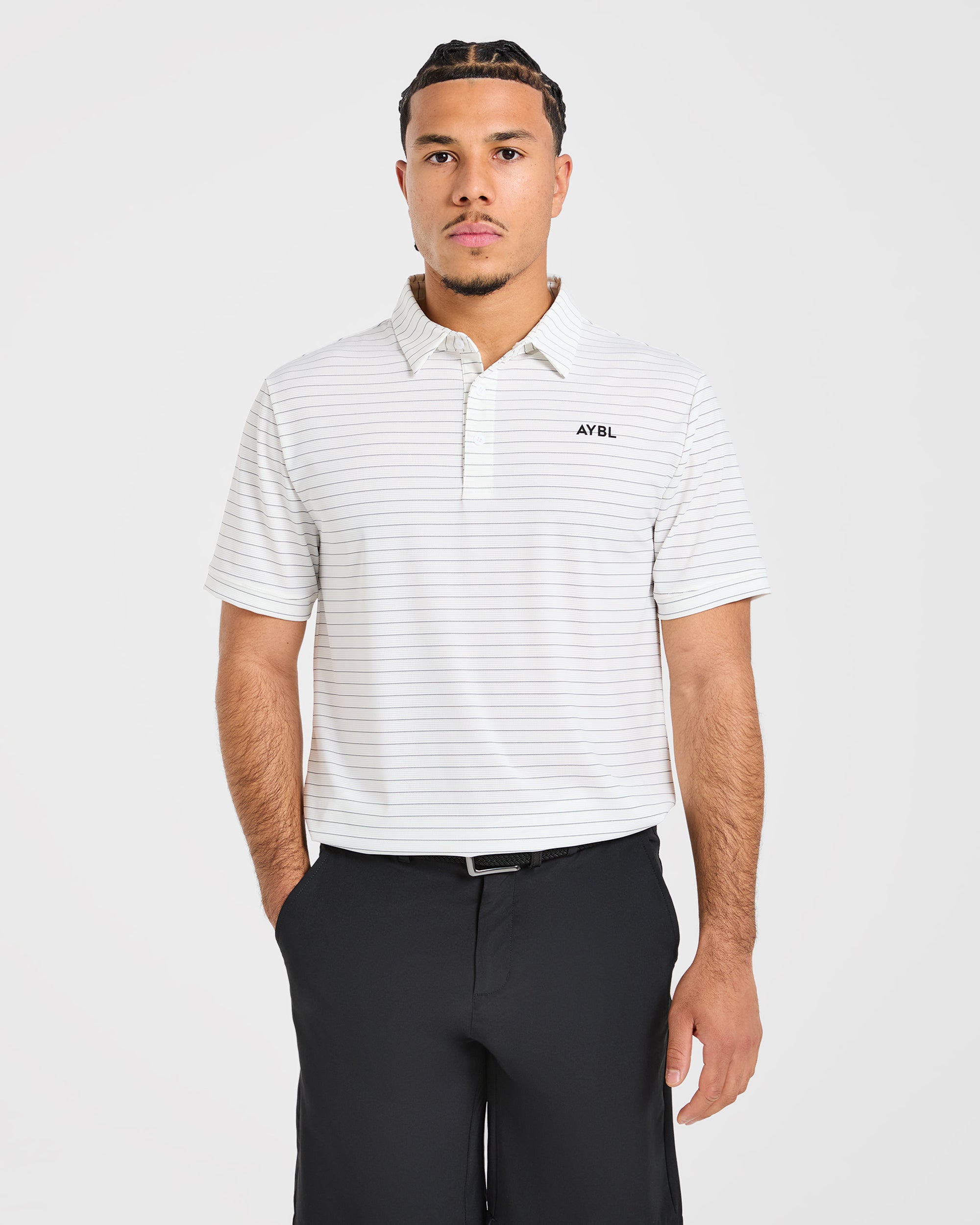 Classic Stripe Polo - Blanc