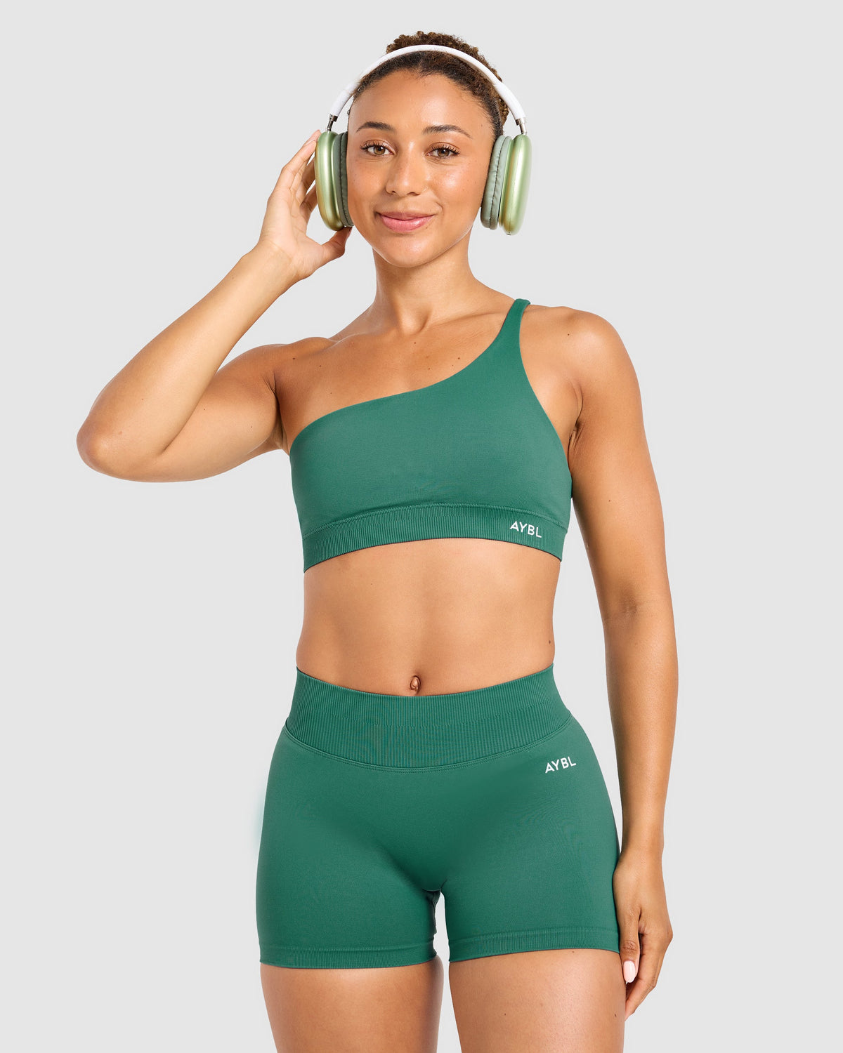 Enhance Seamless One Shoulder Sports Bra - Evergreen
