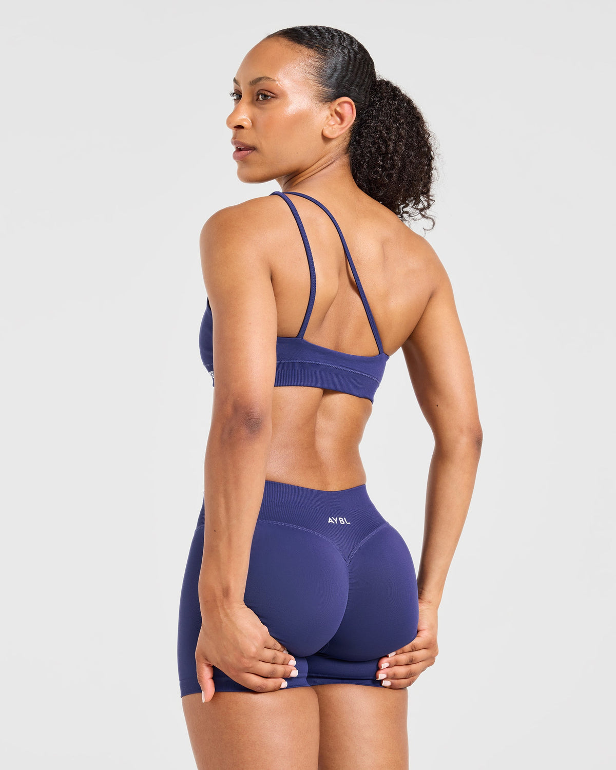 Enhance Seamless One Shoulder Sports Bra - Storm Blue
